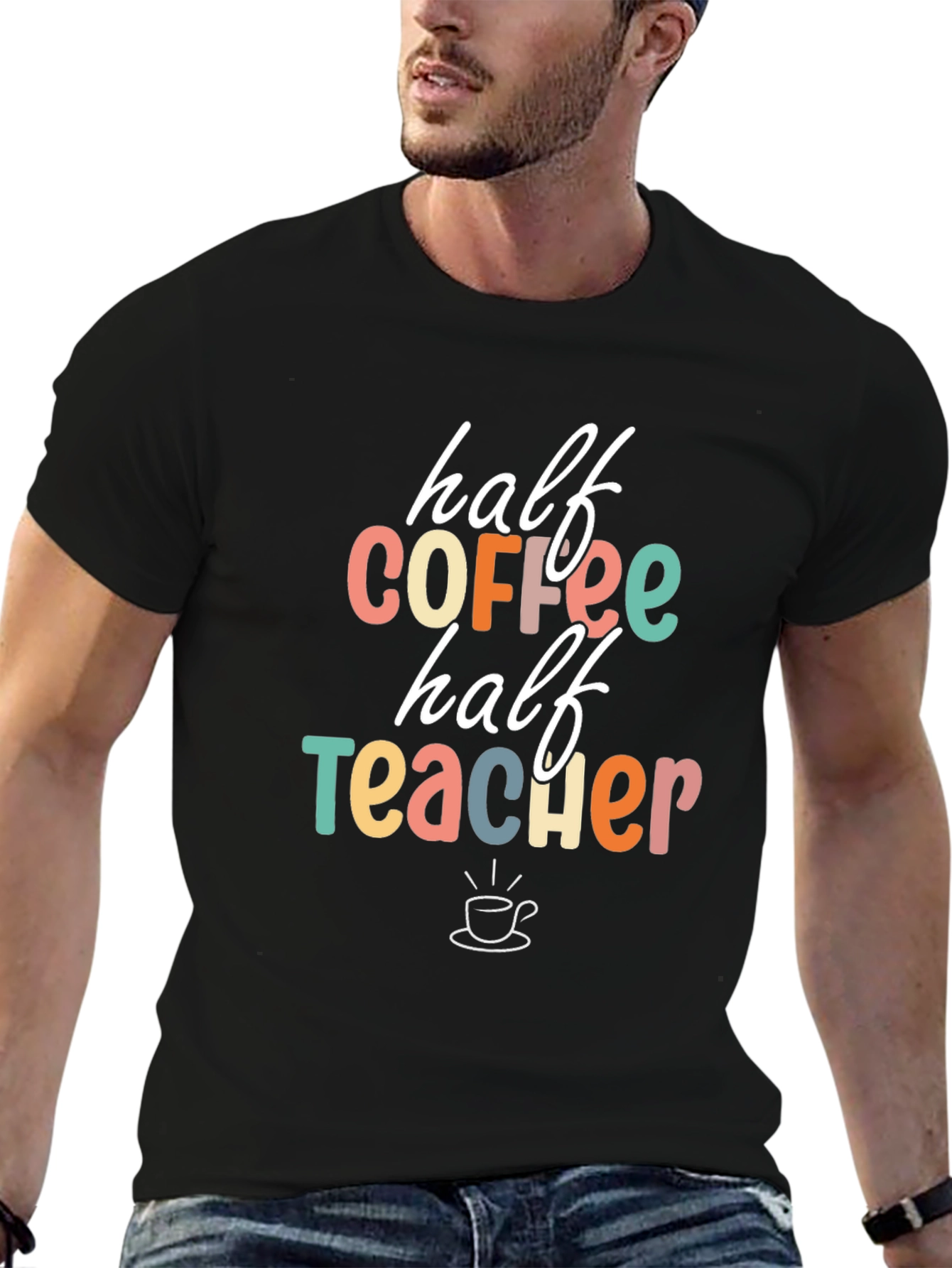 Half Coffee Half Teacher Graphic Tee