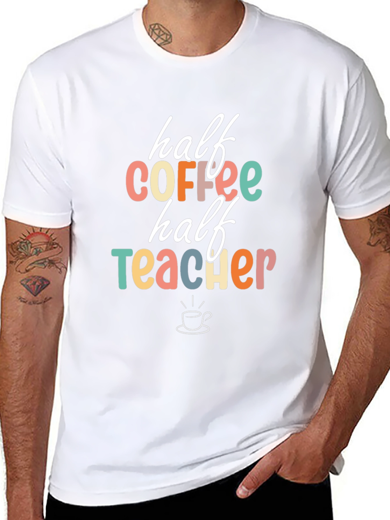 Half Coffee Half Teacher Graphic Tee