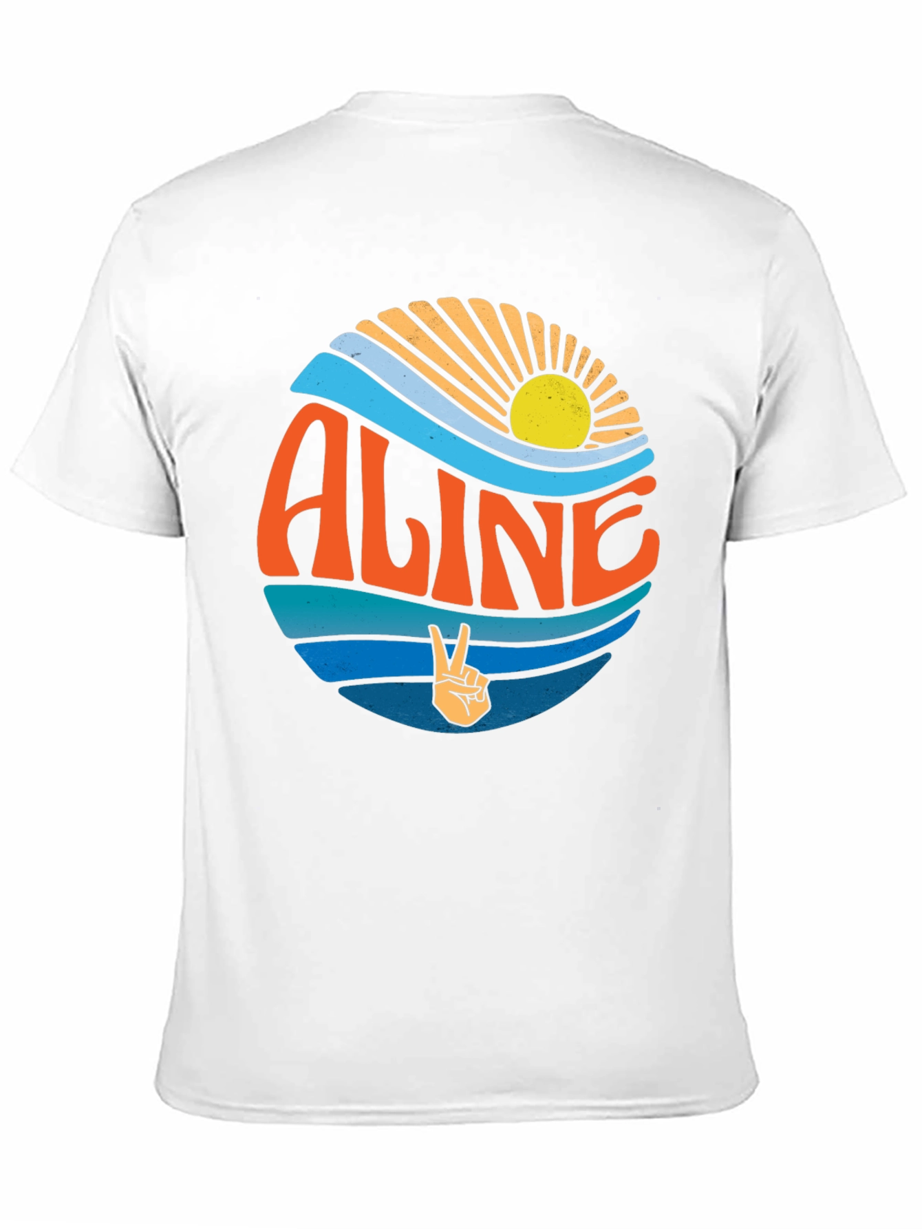Aline Retro Sunset Peace Sign Black T-Shirt