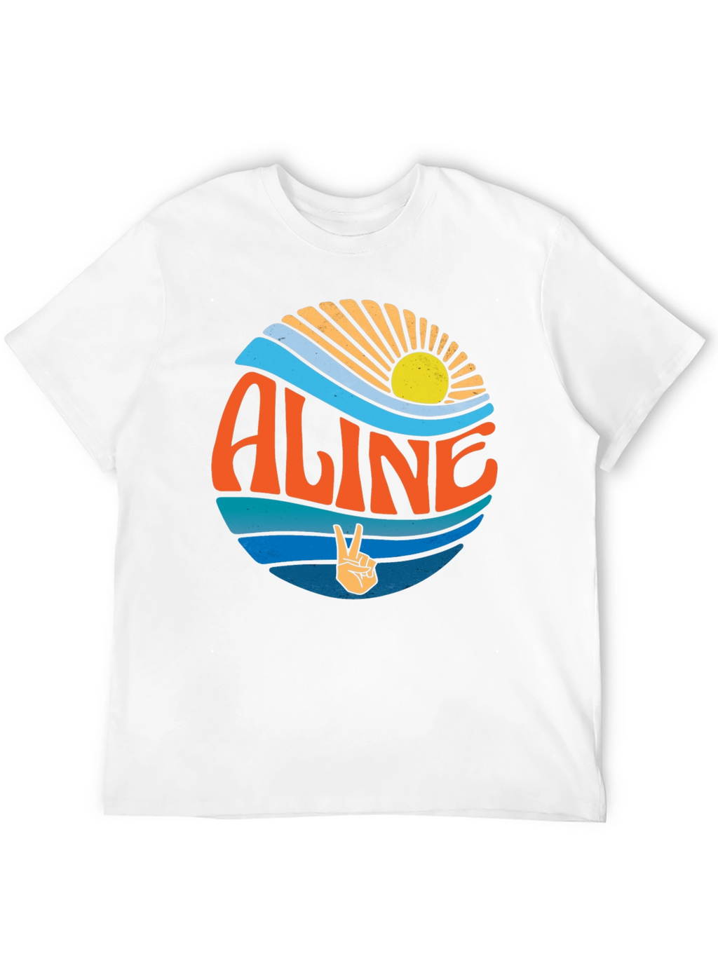 Aline Retro Sunset Peace Sign Black T-Shirt