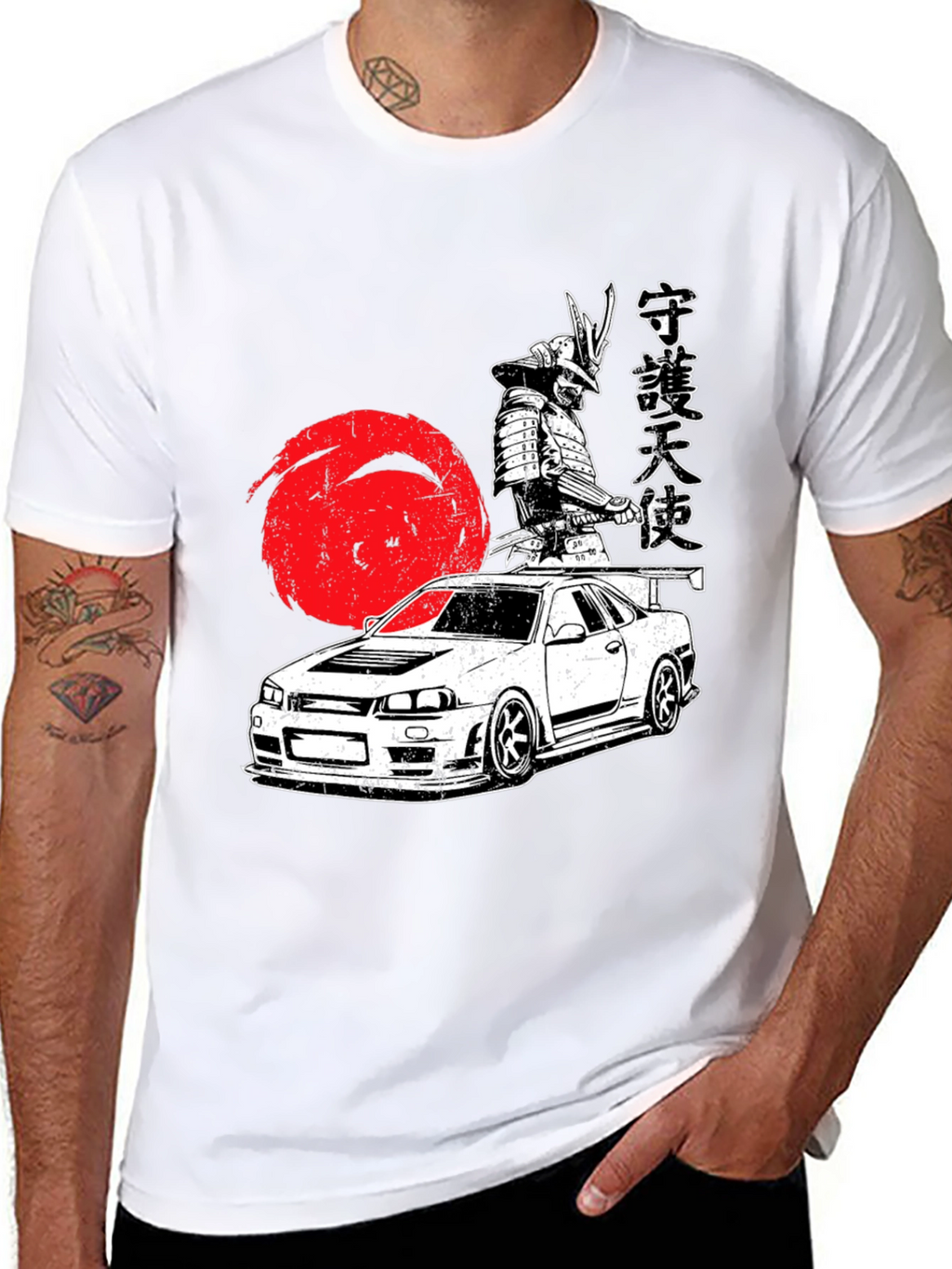 Samurai Car Graphic Tee - Cool Japanese Style