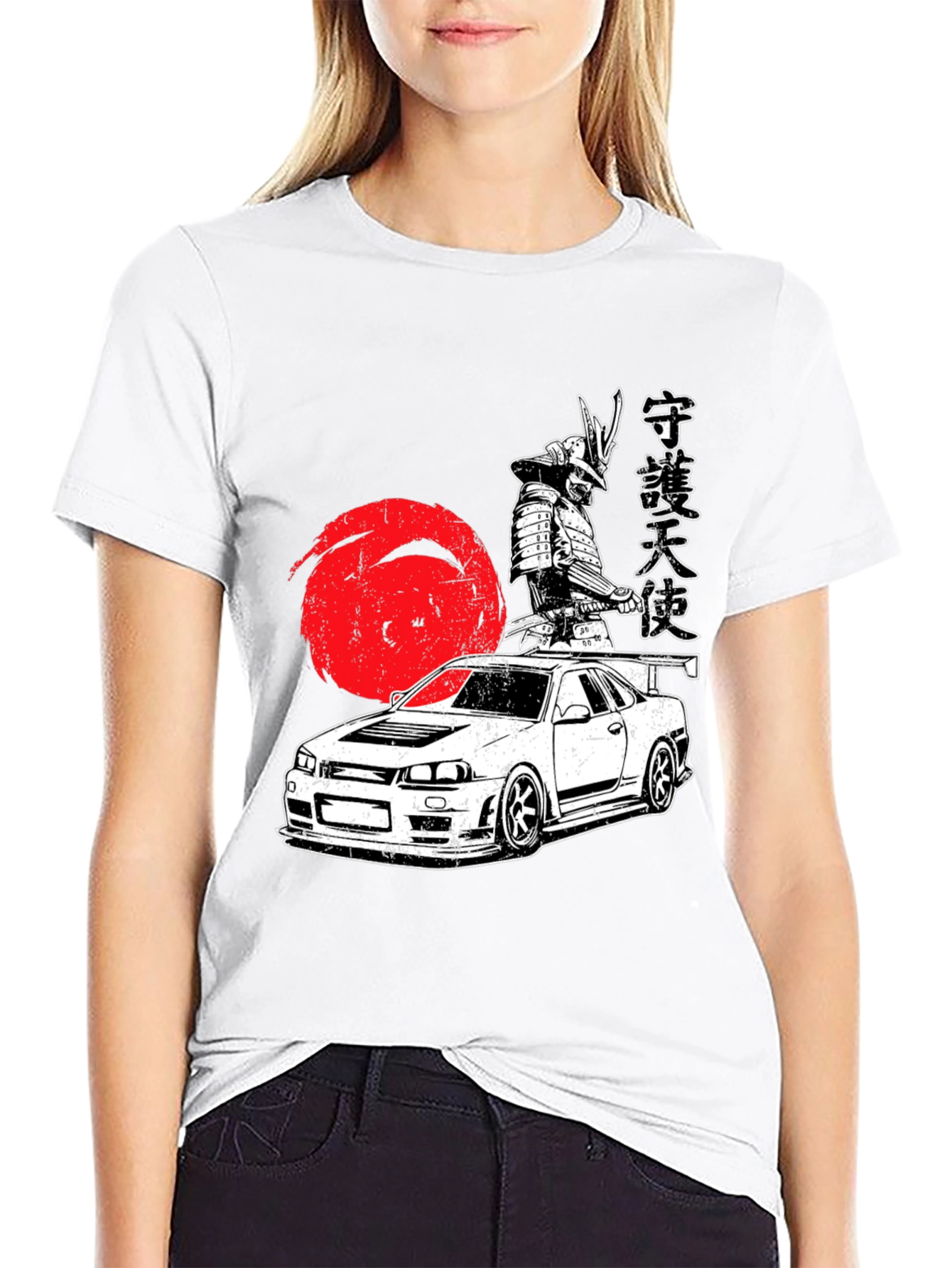 Samurai Car Graphic Tee - Cool Japanese Style