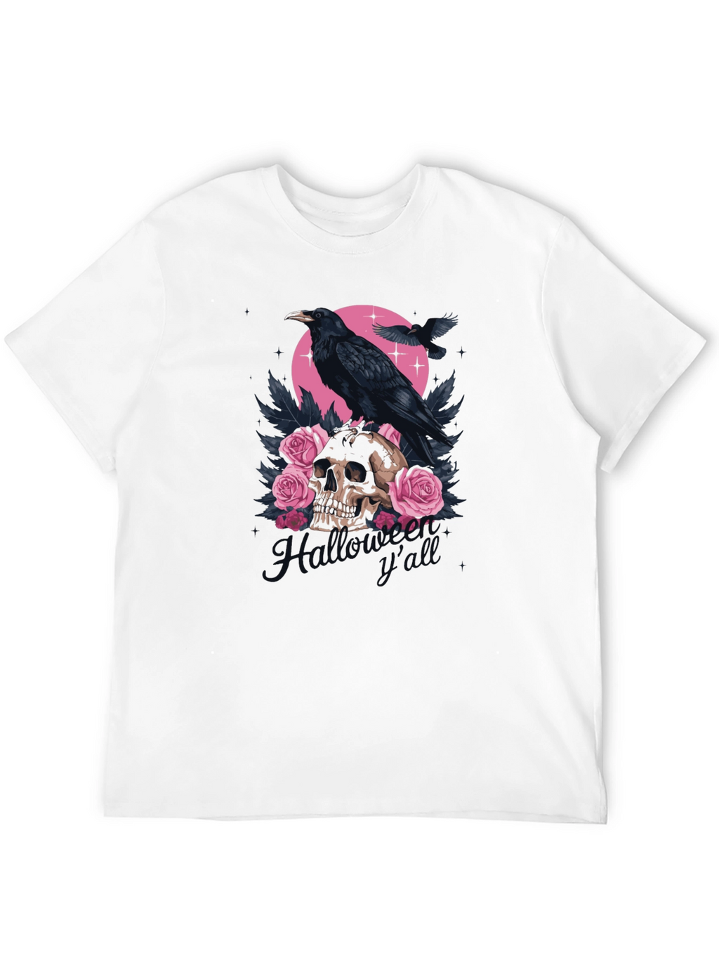 Raven Skull Roses Graphic Tee