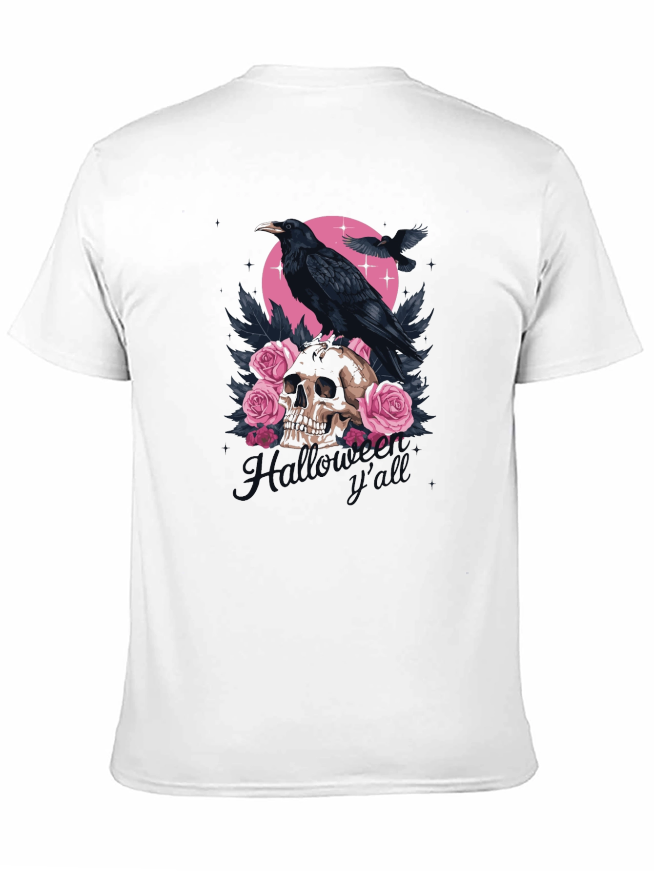 Raven Skull Roses Graphic Tee