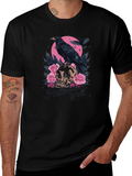 Raven Skull Roses Graphic Tee