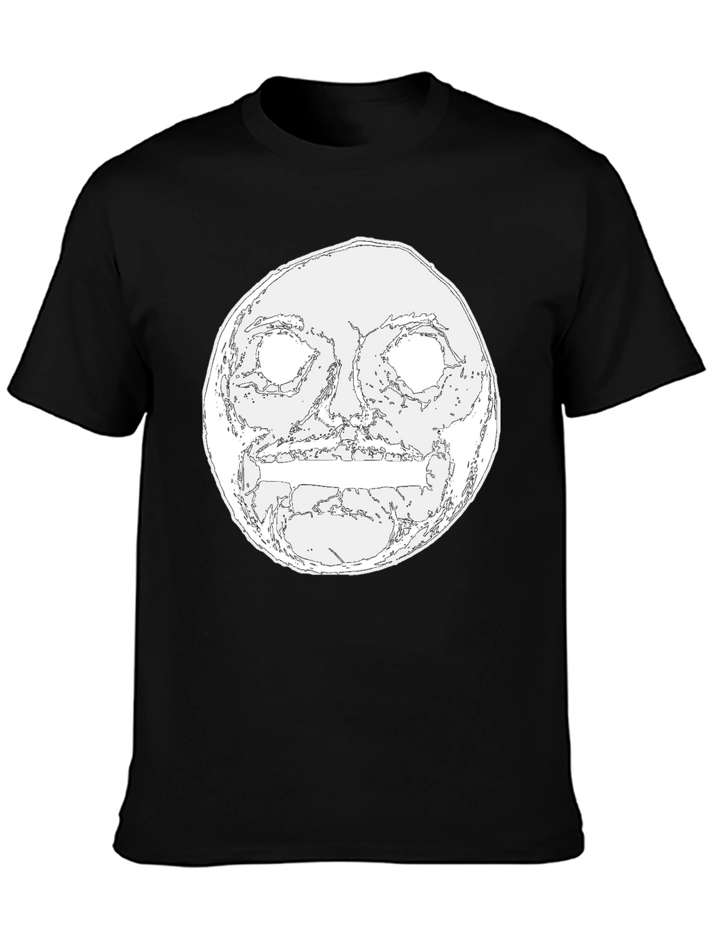 Mens Black Graphic Tee - Moon Face Design