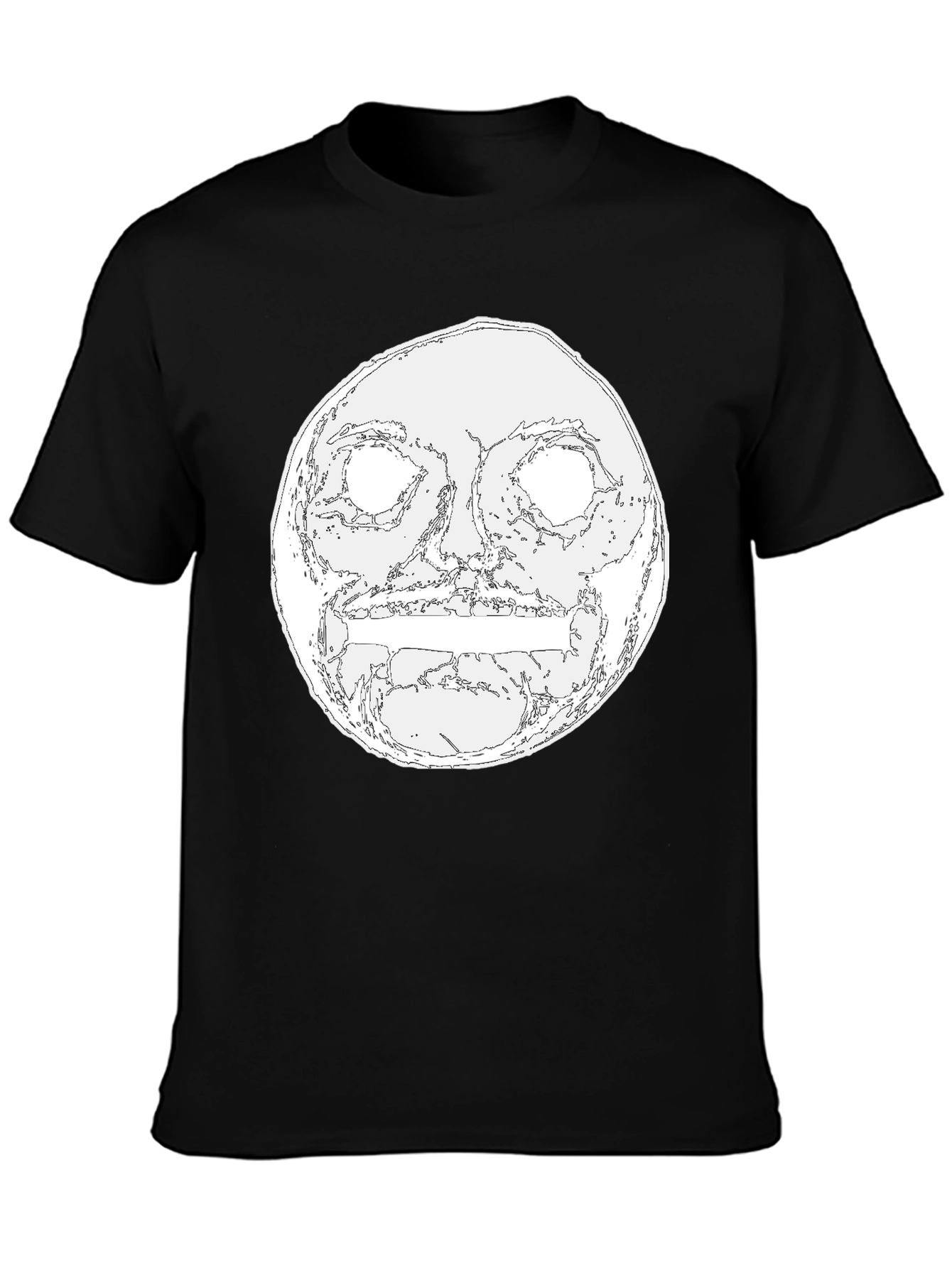 Mens Black Graphic Tee - Moon Face Design