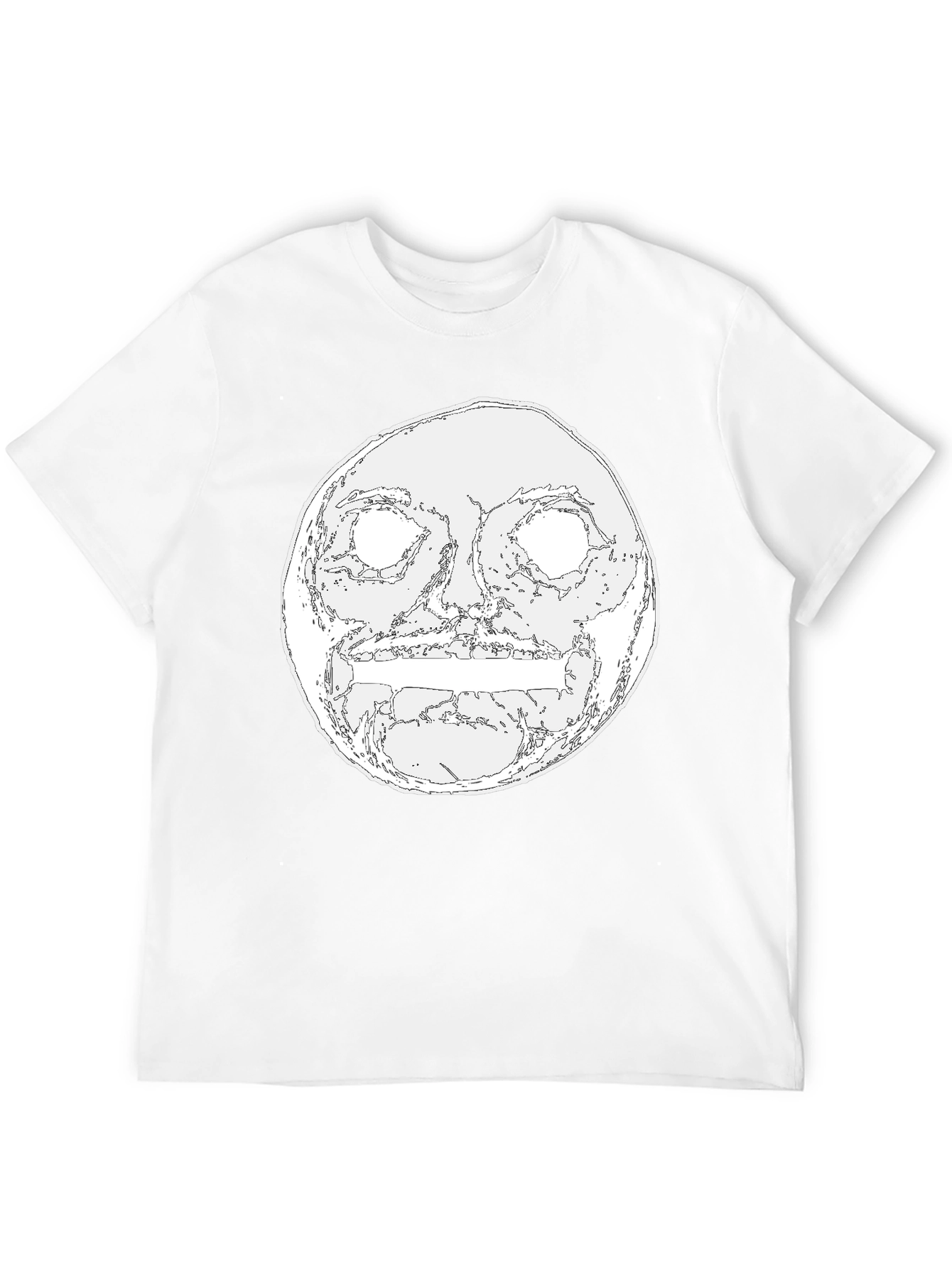 Mens Black Graphic Tee - Moon Face Design
