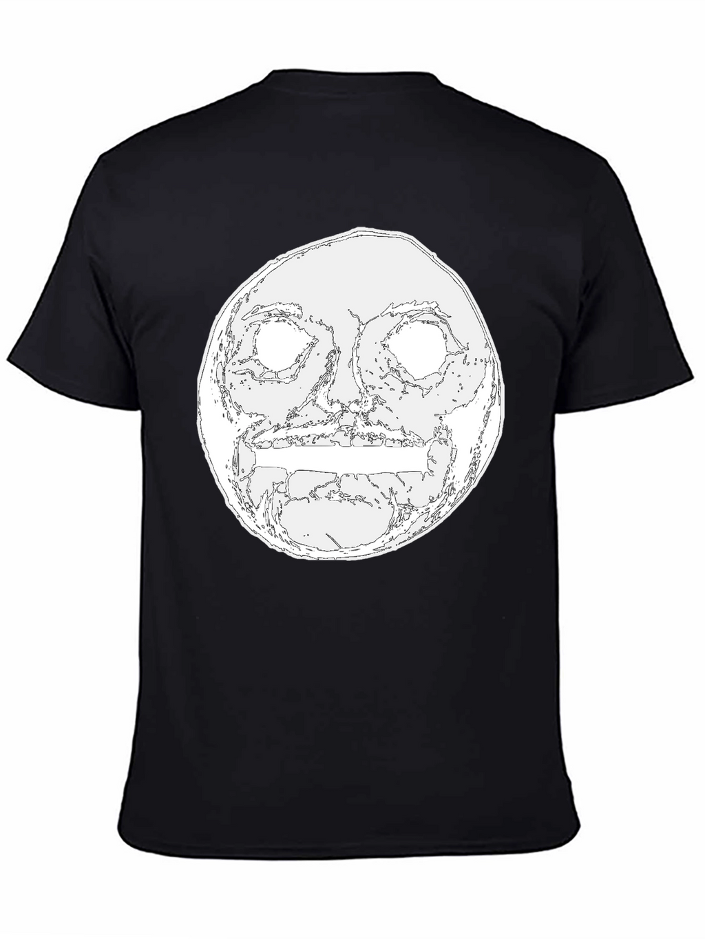 Mens Black Graphic Tee - Moon Face Design