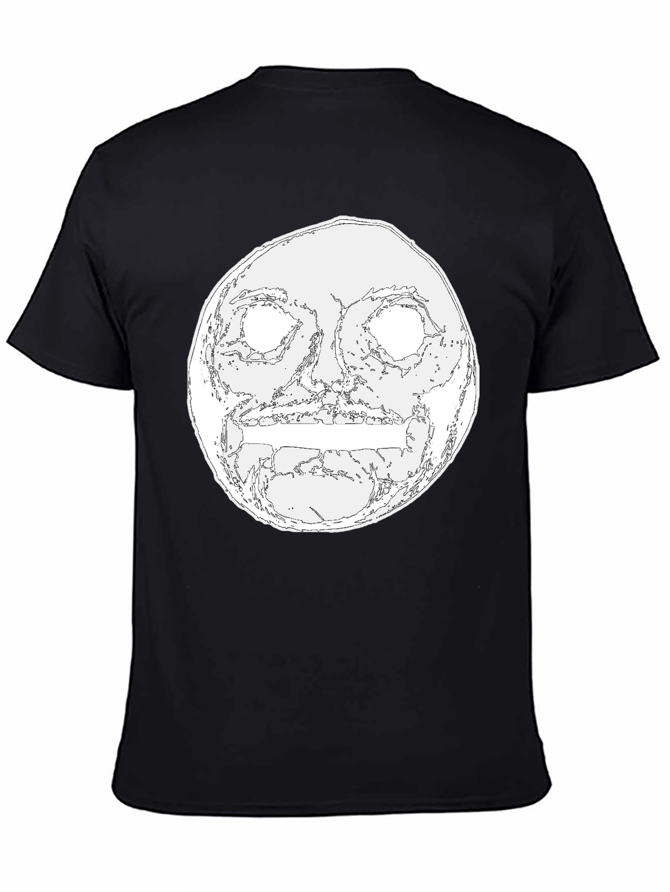 Mens Black Graphic Tee - Moon Face Design