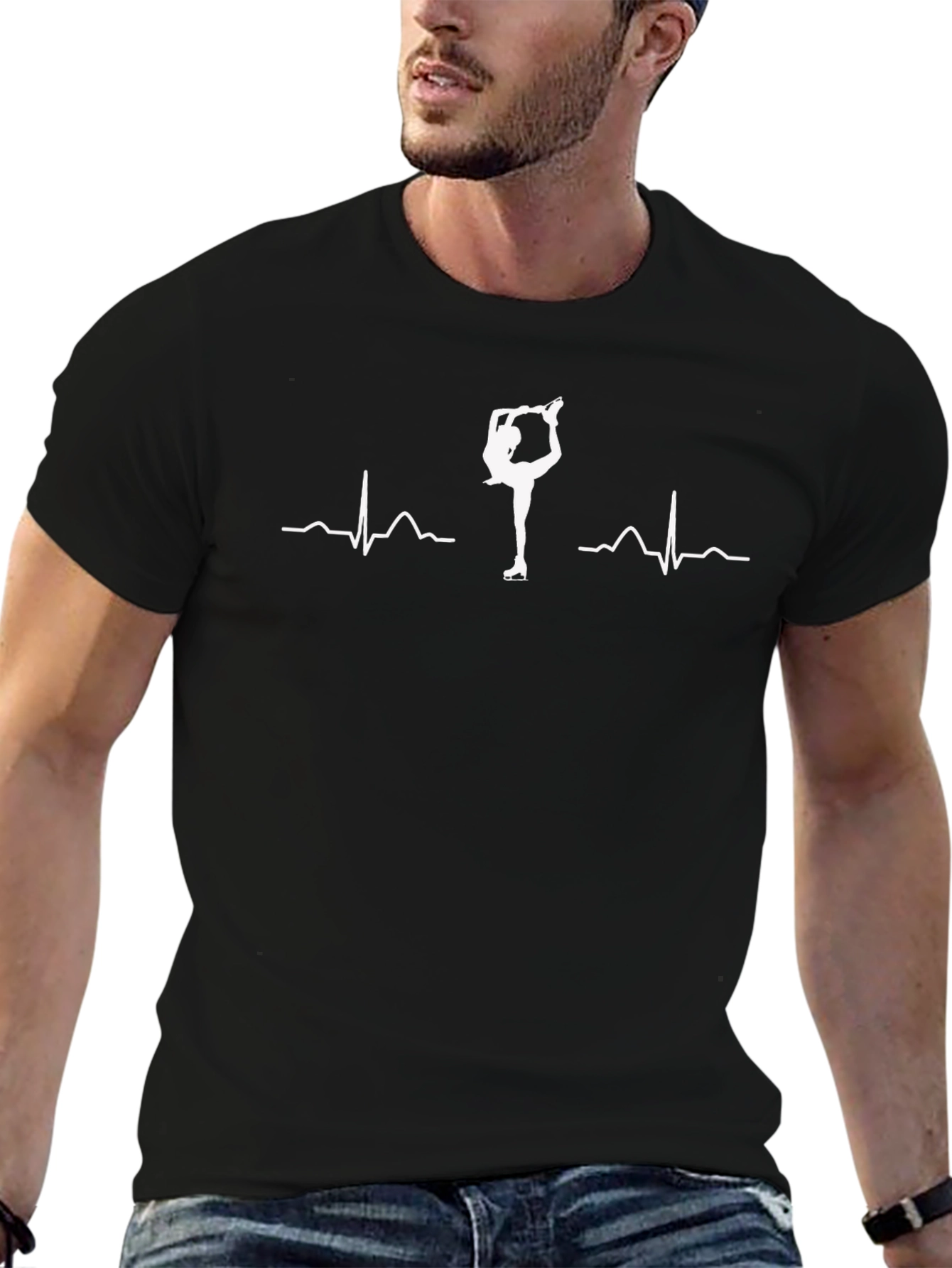 Figure Skating Heartbeat T-Shirt - Black