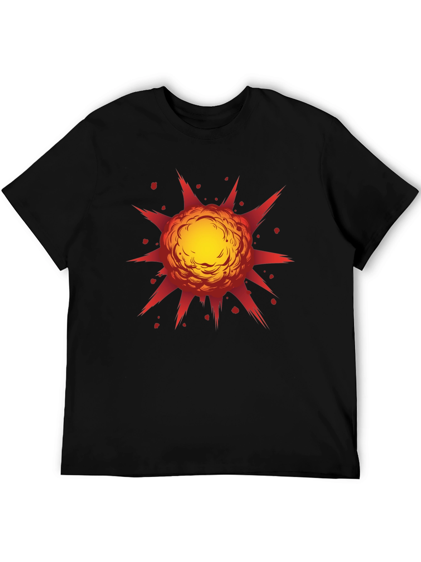 Explosive Graphic Print Black T-Shirt