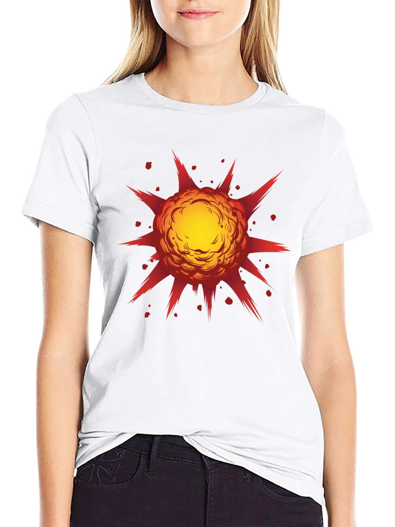 Explosive Graphic Print Black T-Shirt