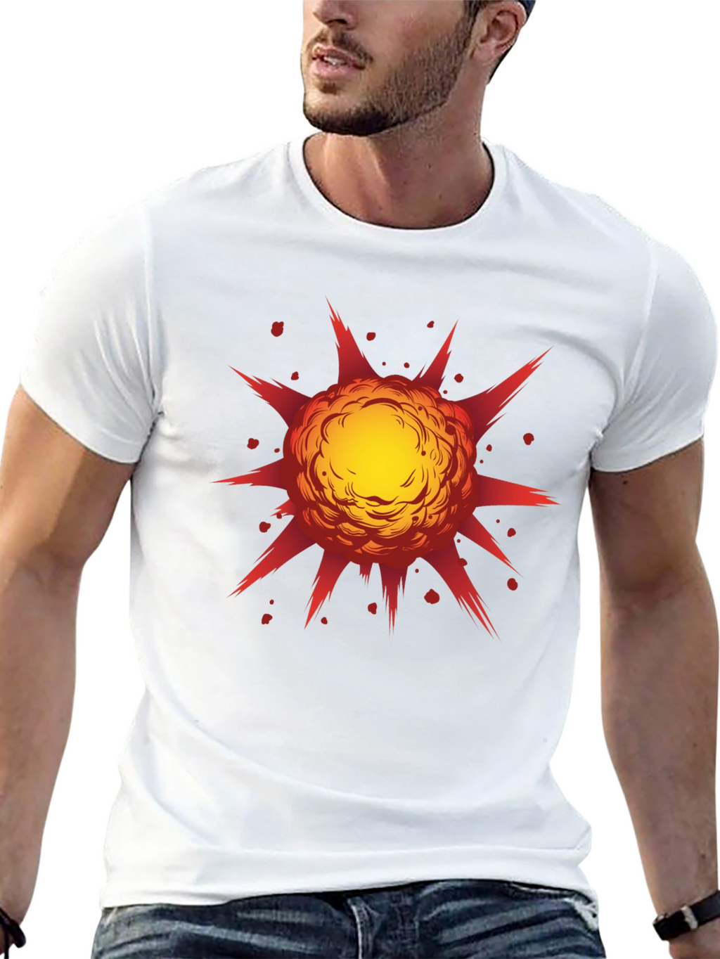 Explosive Graphic Print Black T-Shirt