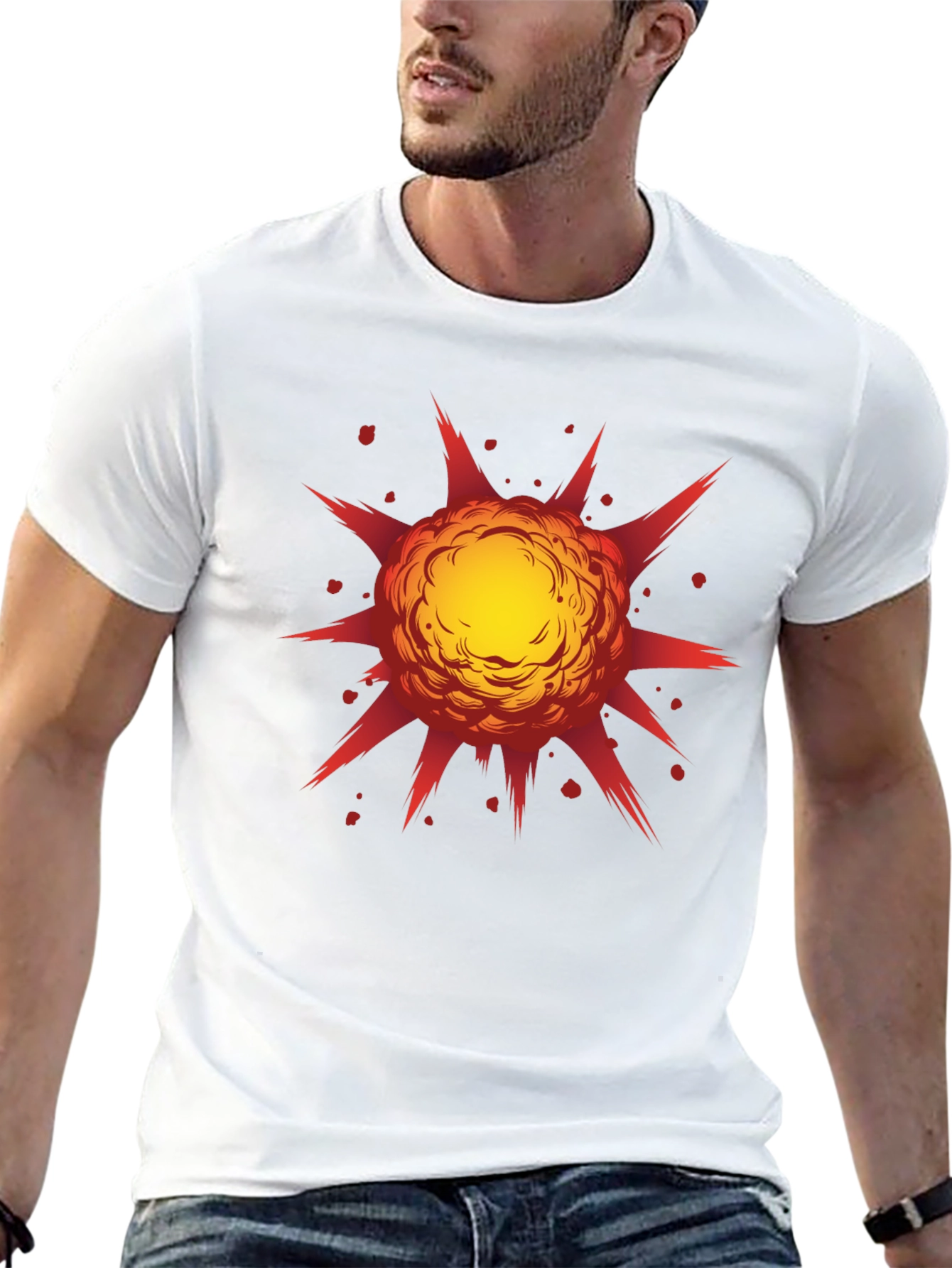 Explosive Graphic Print Black T-Shirt