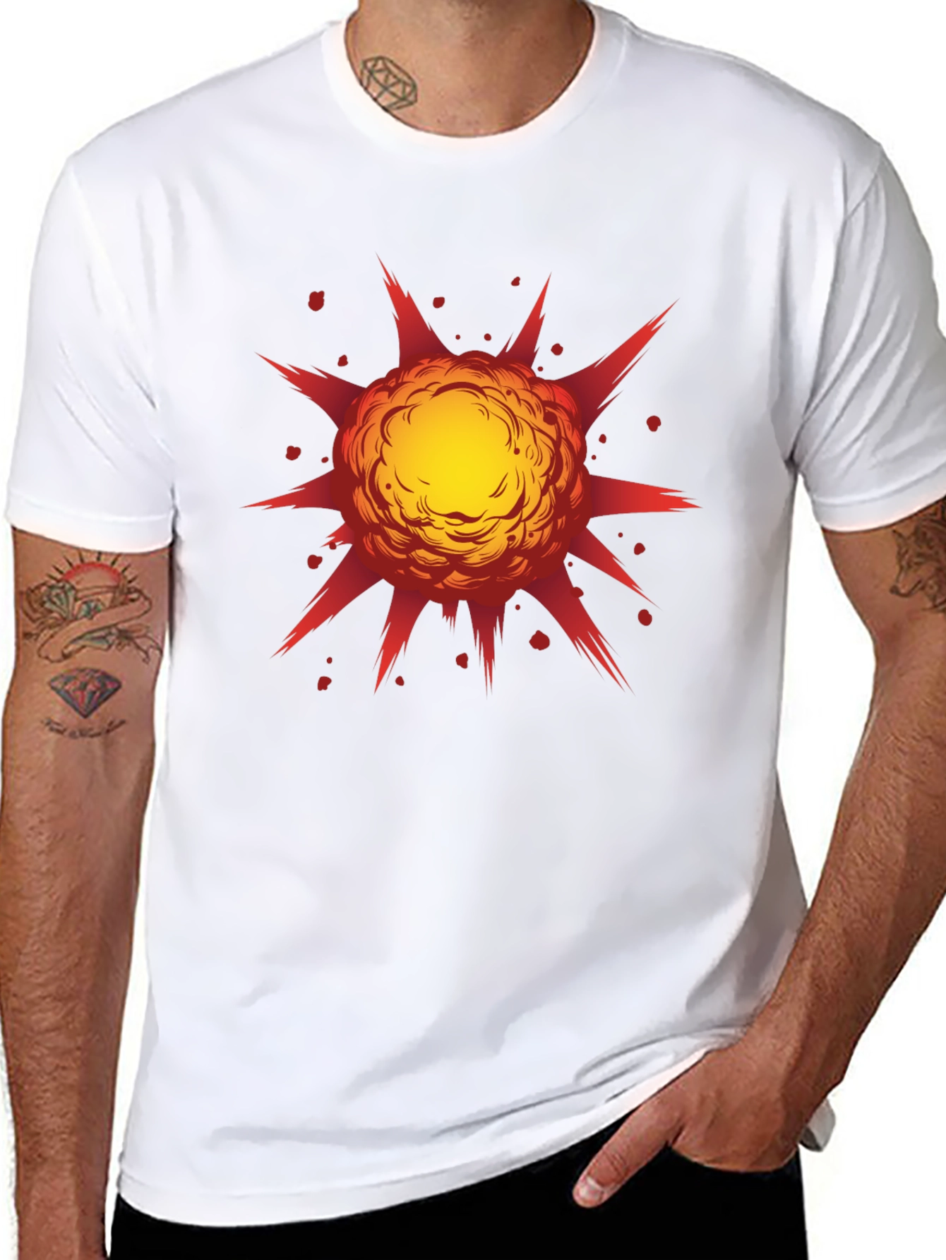Explosive Graphic Print Black T-Shirt