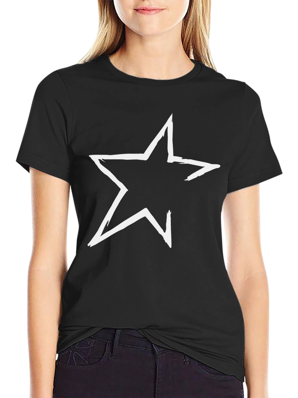 Bold Star Graphic Tee - Casual Black T-Shirt