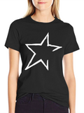 Bold Star Graphic Tee - Casual Black T-Shirt