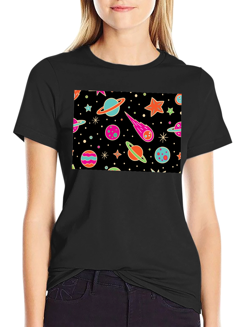 Cosmic Dreams T-Shirt - Galaxy Print Black Tee