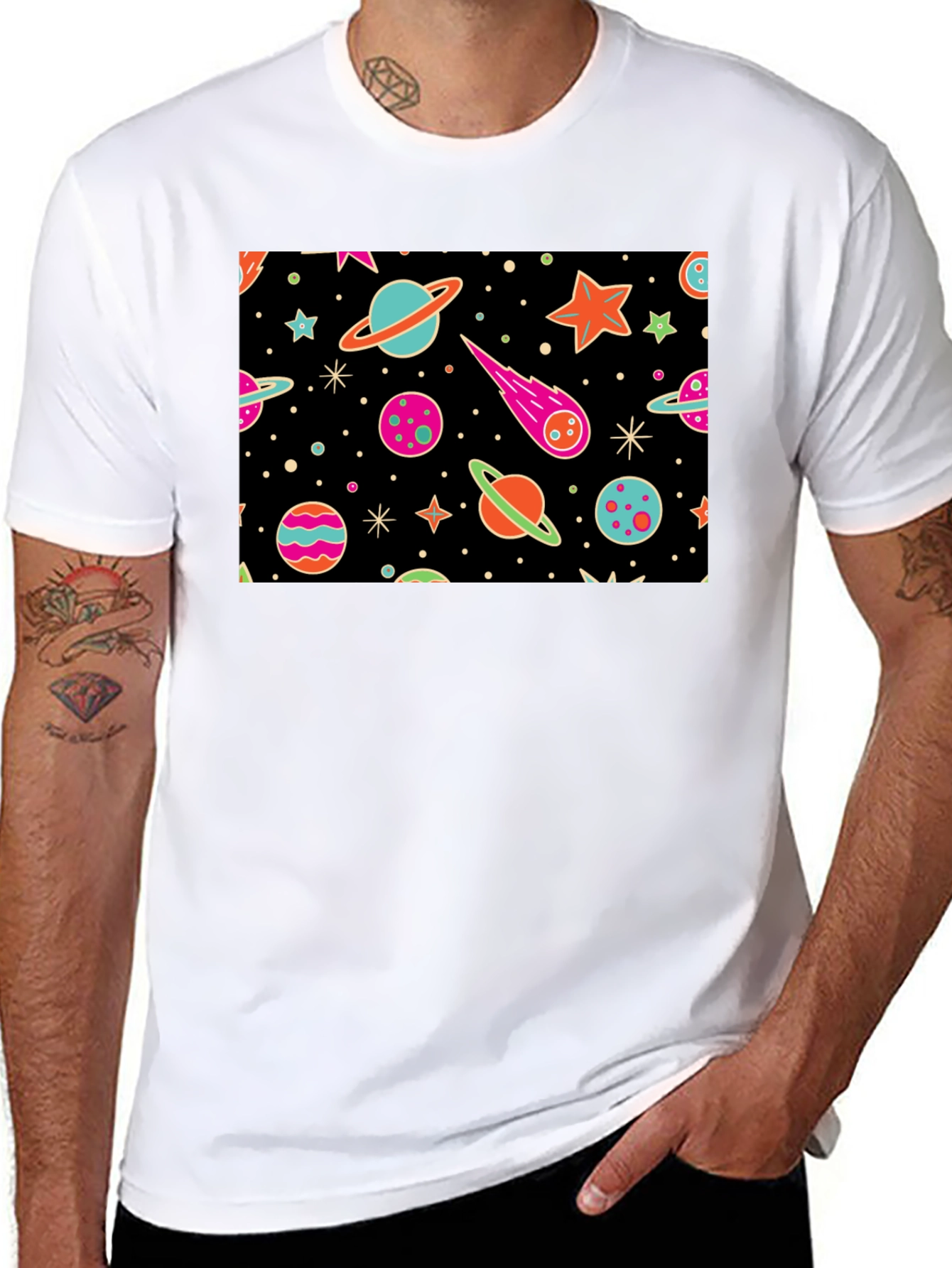 Cosmic Dreams T-Shirt - Galaxy Print Black Tee