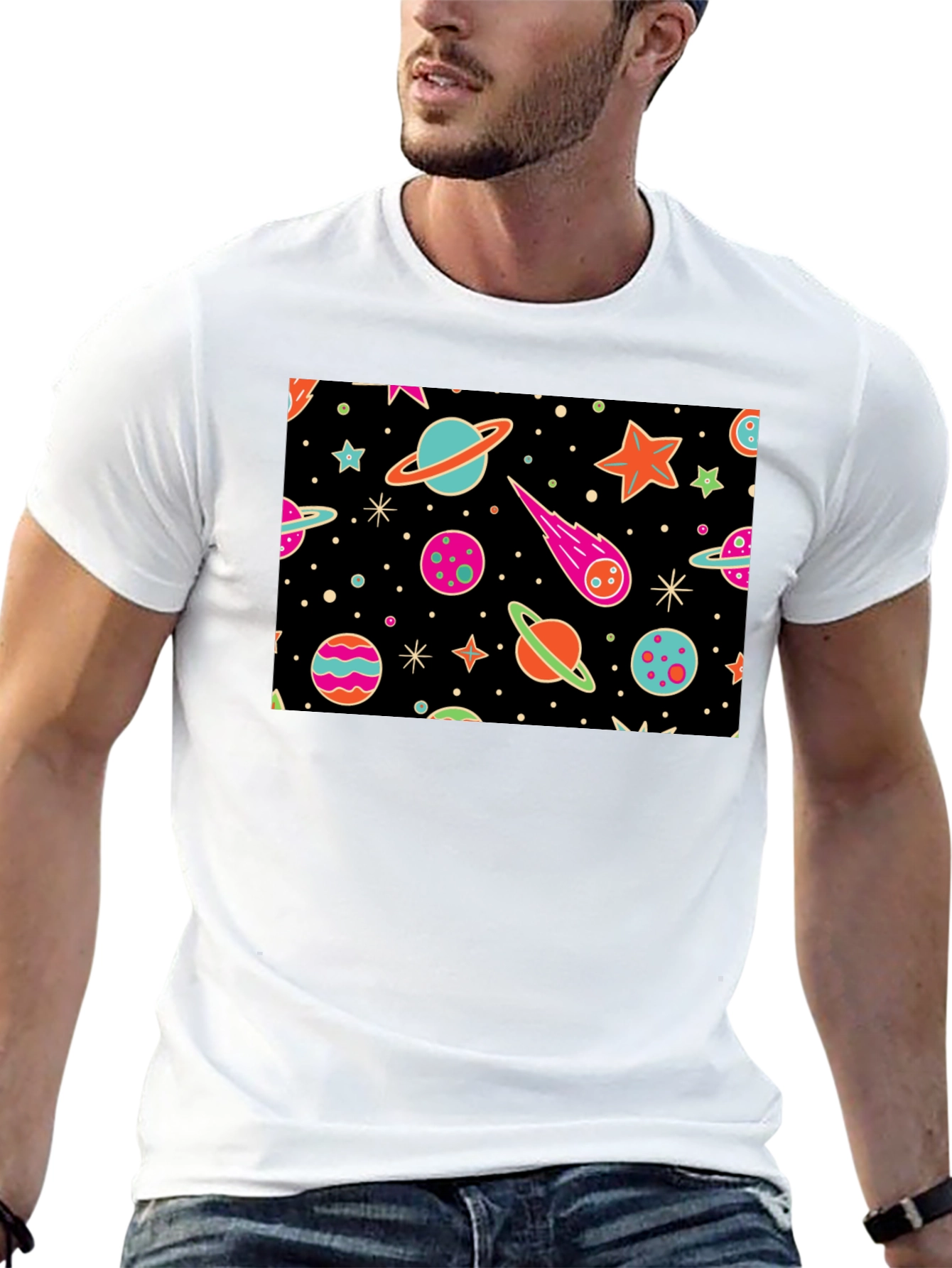 Cosmic Dreams T-Shirt - Galaxy Print Black Tee