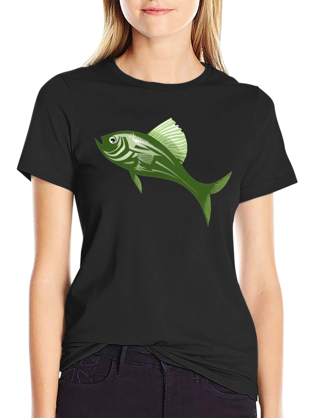 Cool Fish Graphic Tee - Stylish Black Cotton T-Shirt