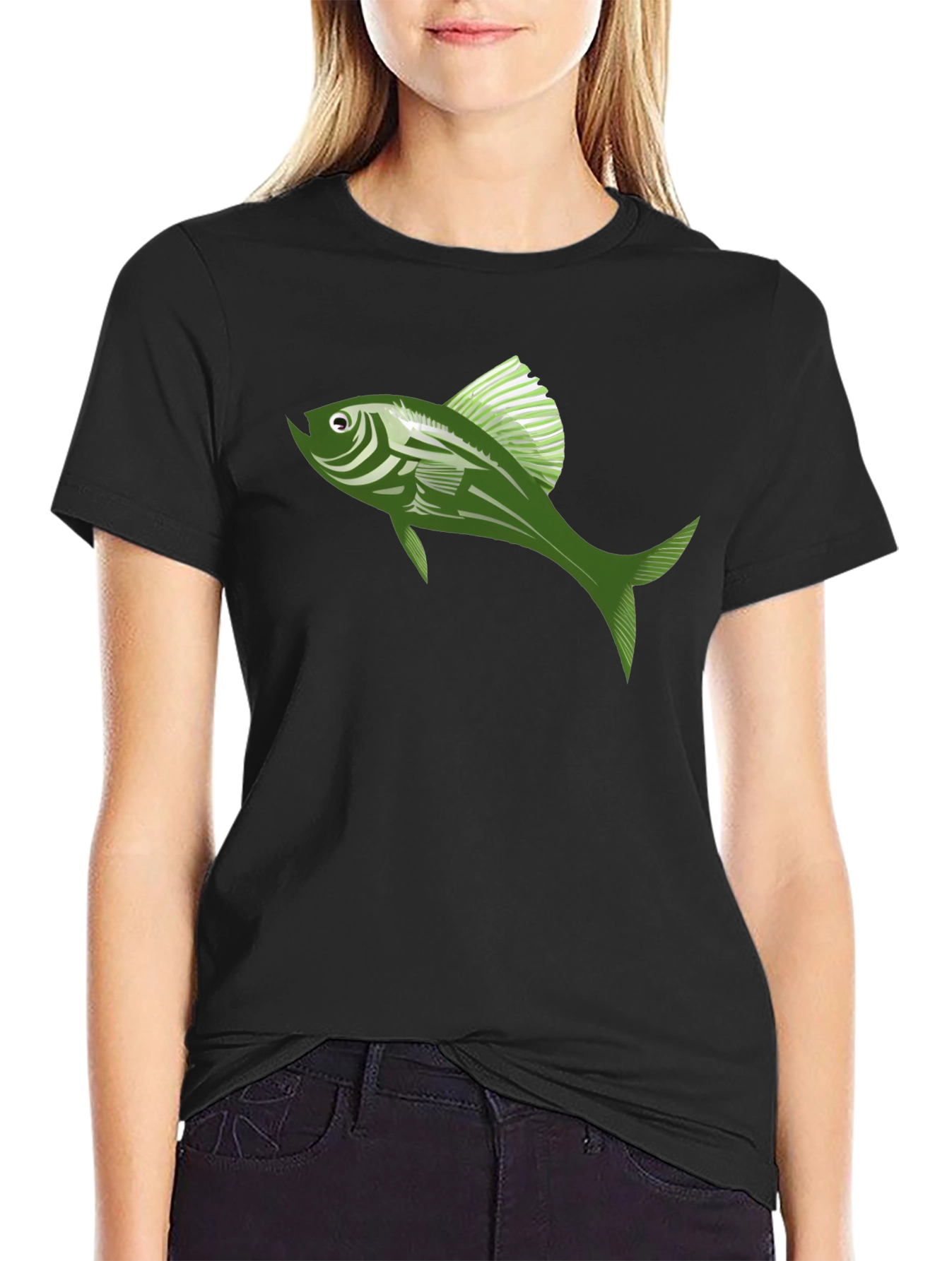 Cool Fish Graphic Tee - Stylish Black Cotton T-Shirt