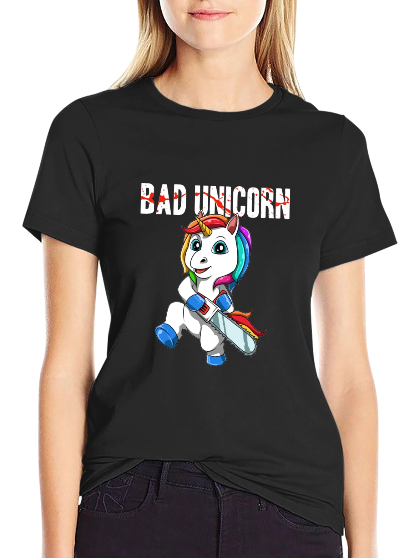 Bad Unicorn Graphic Print T-Shirt