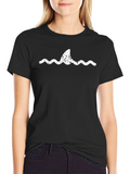 Shark Fin Waves Black T-Shirt