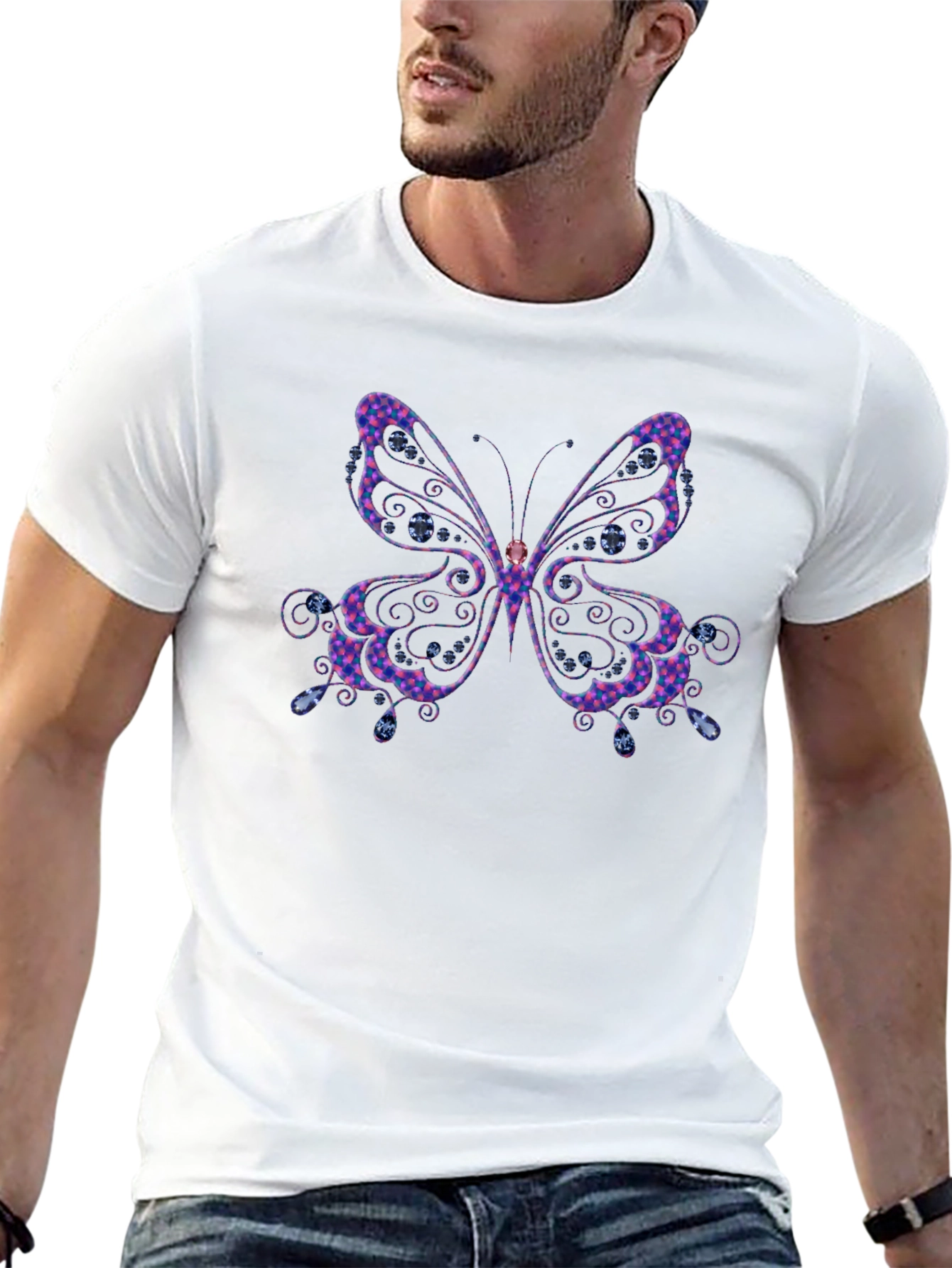 Butterfly Graphic Tee - Black Cotton Comfort