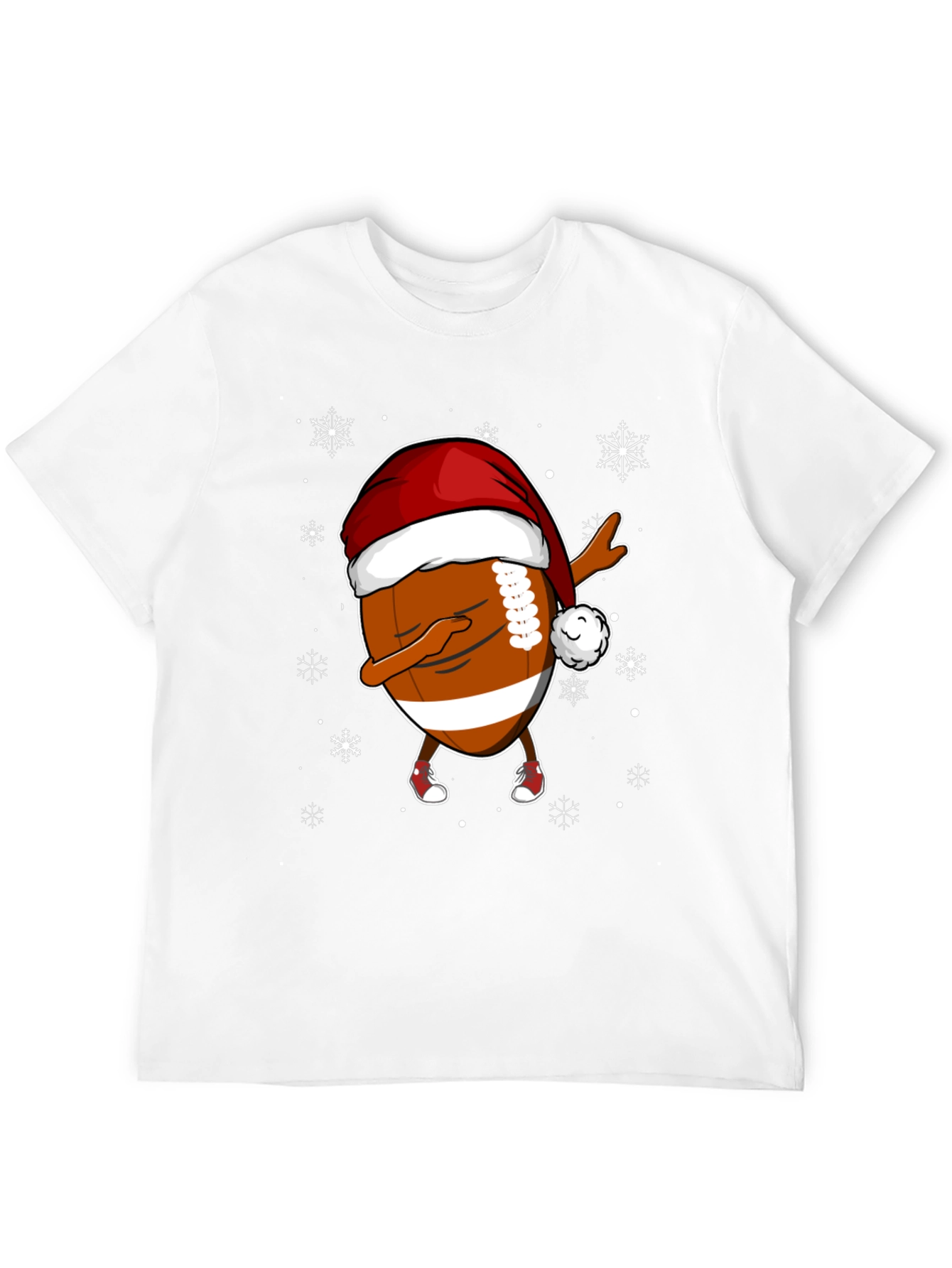 Funny Christmas Football Dabbing Santa Hat Tee