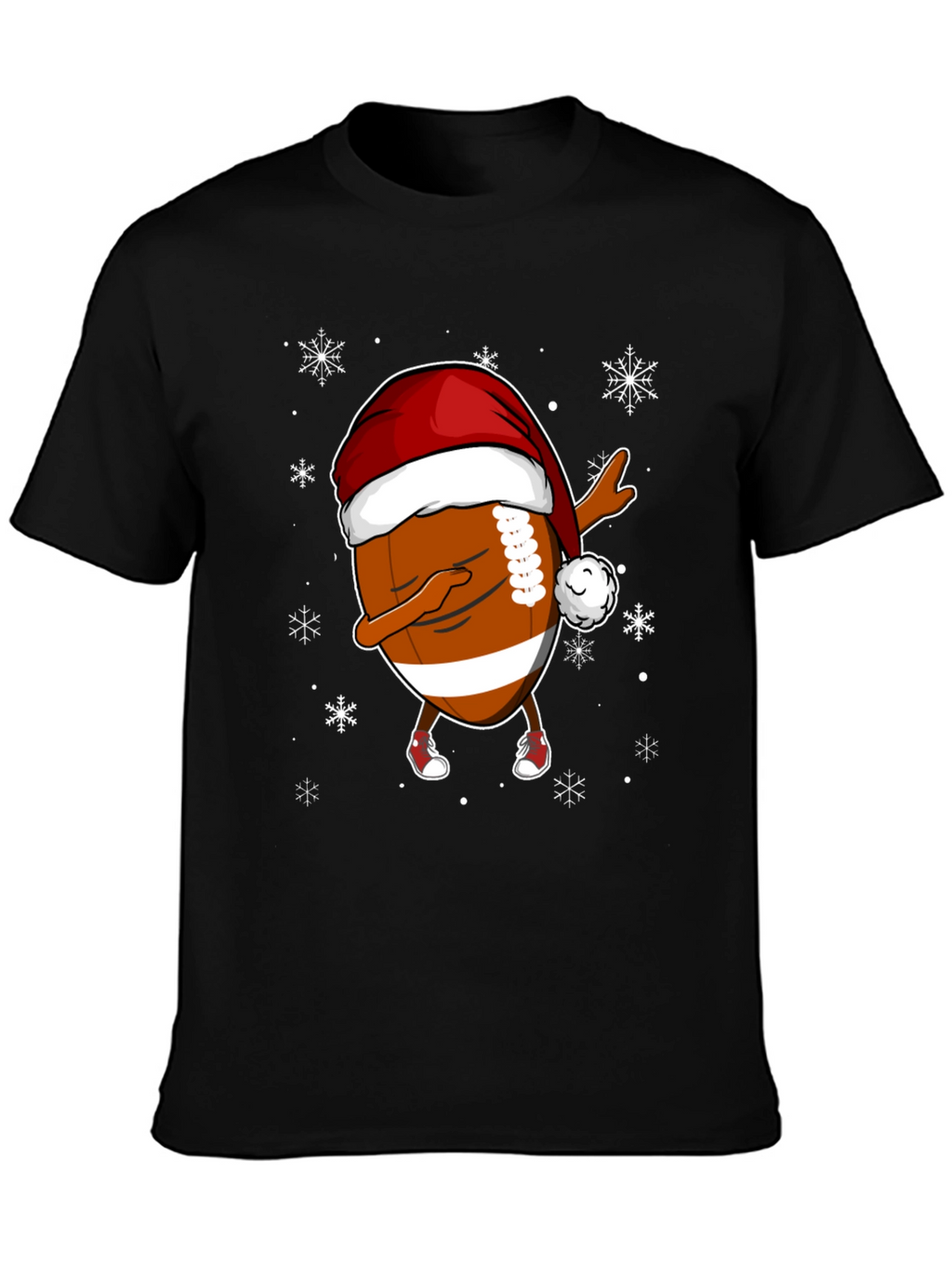 Funny Christmas Football Dabbing Santa Hat Tee