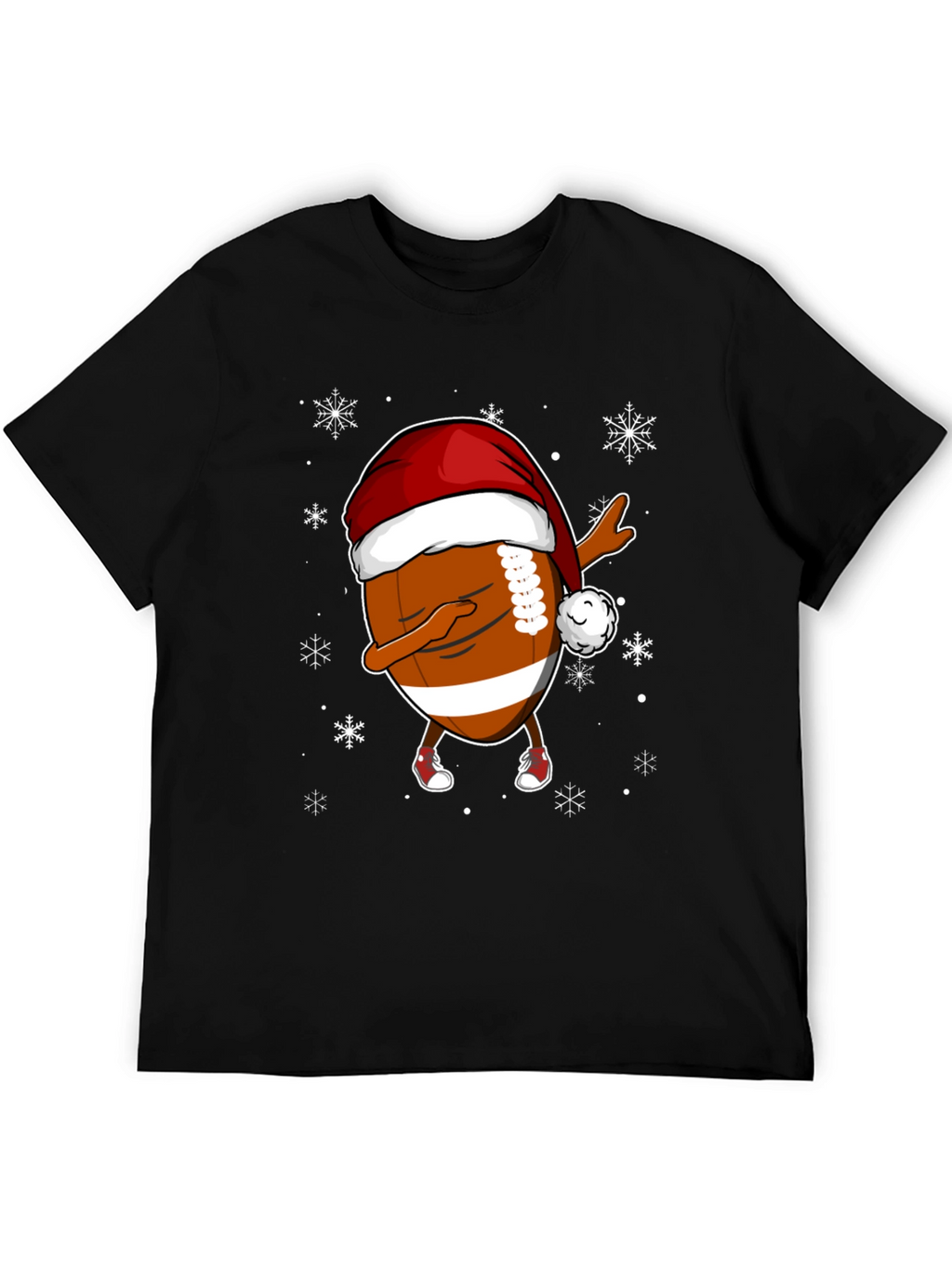 Funny Christmas Football Dabbing Santa Hat Tee