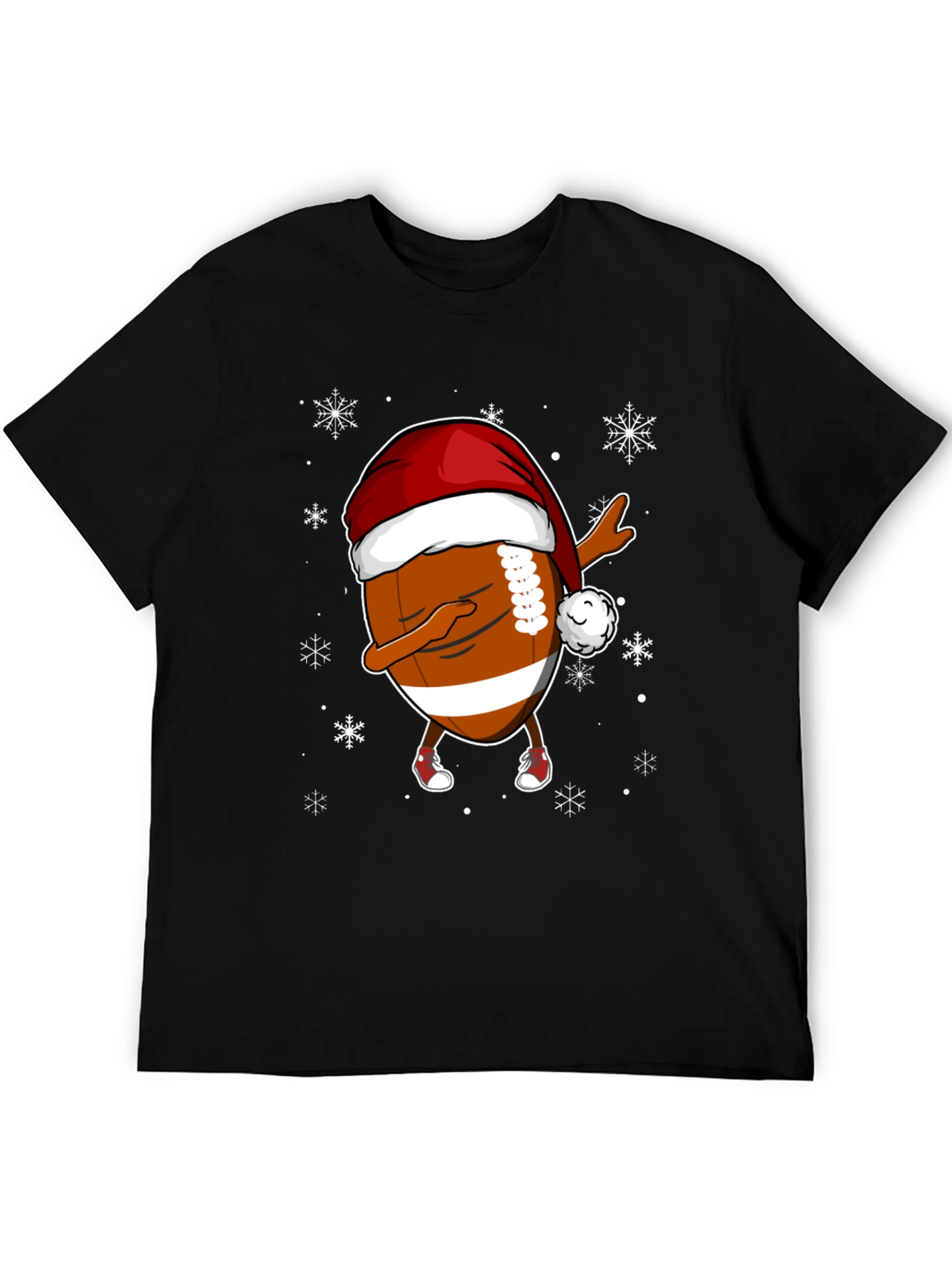 Funny Christmas Football Dabbing Santa Hat Tee