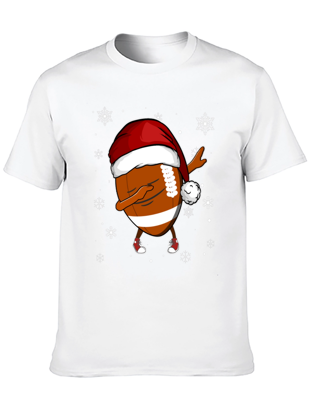 Funny Christmas Football Dabbing Santa Hat Tee