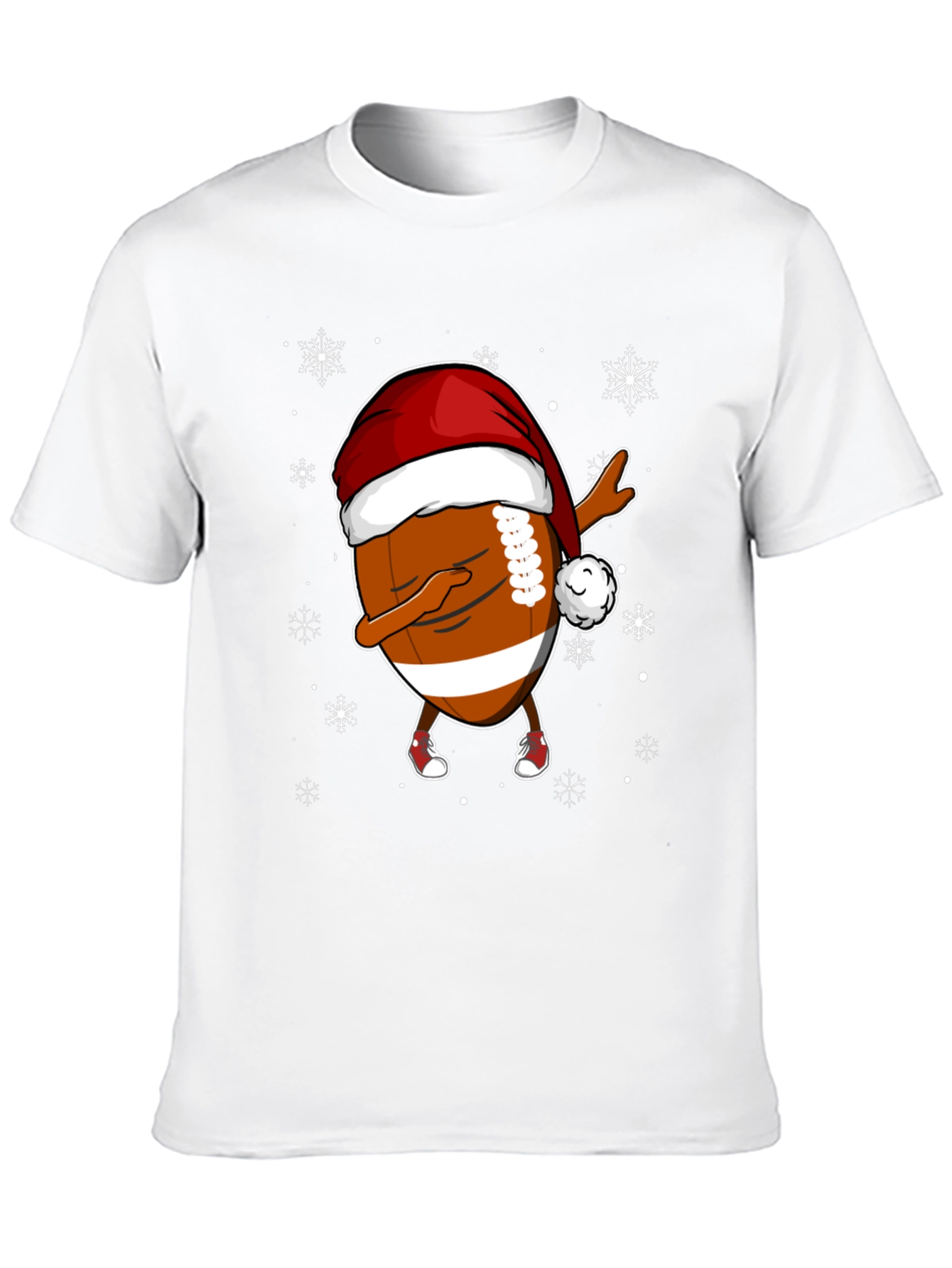 Funny Christmas Football Dabbing Santa Hat Tee