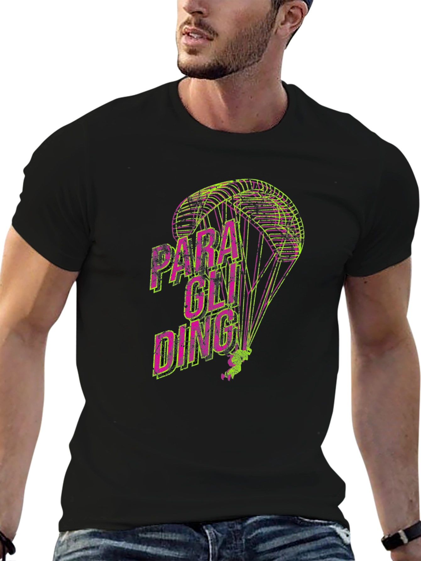 Paragliding Graphic Print T-Shirt | Mens Crew Neck Tee