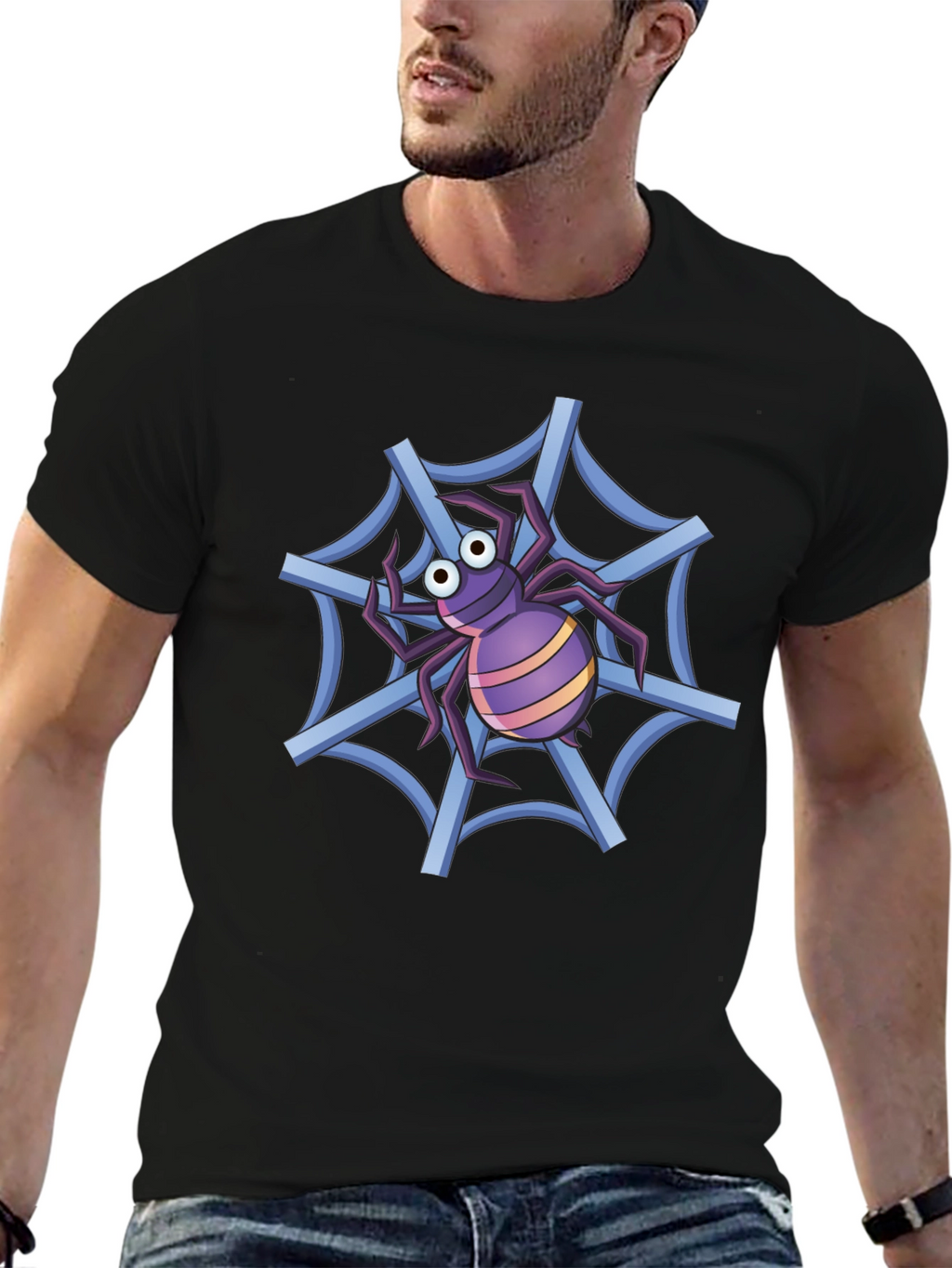 Spider Web T-Shirt - Cartoon Graphic Tee