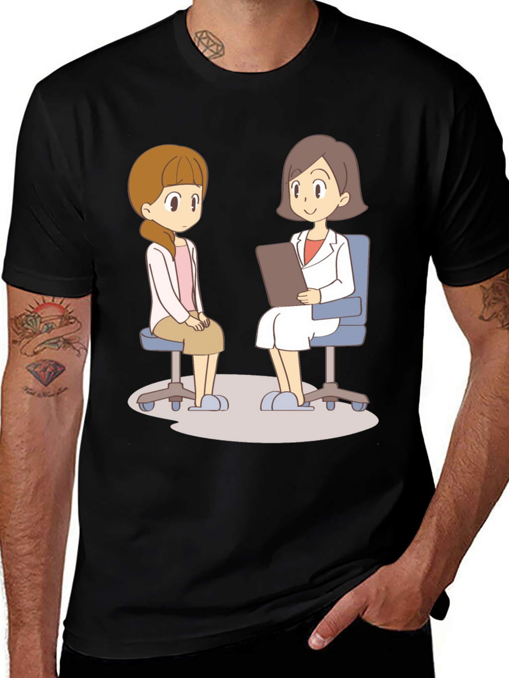 Cartoon Therapy T-Shirt - Mental Health Awareness