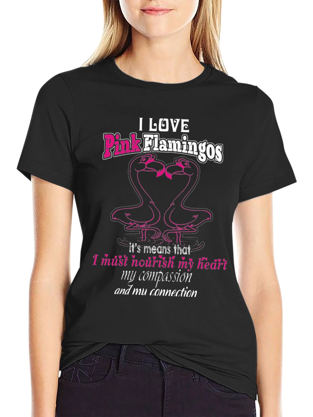 I Love Pink Flamingos Black T-Shirt