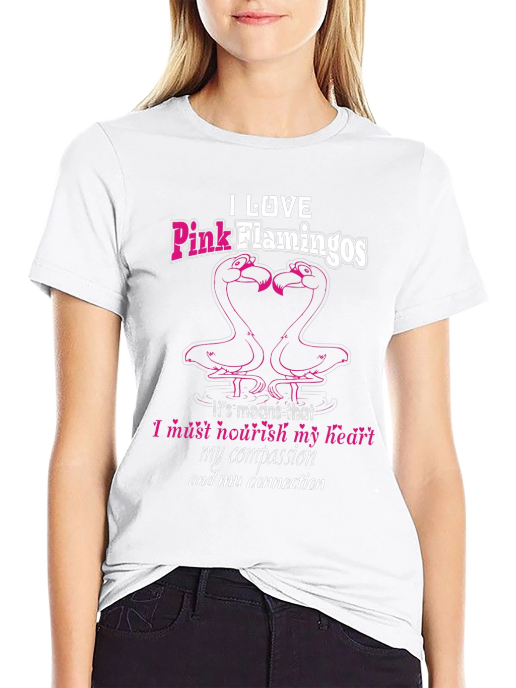 I Love Pink Flamingos Black T-Shirt