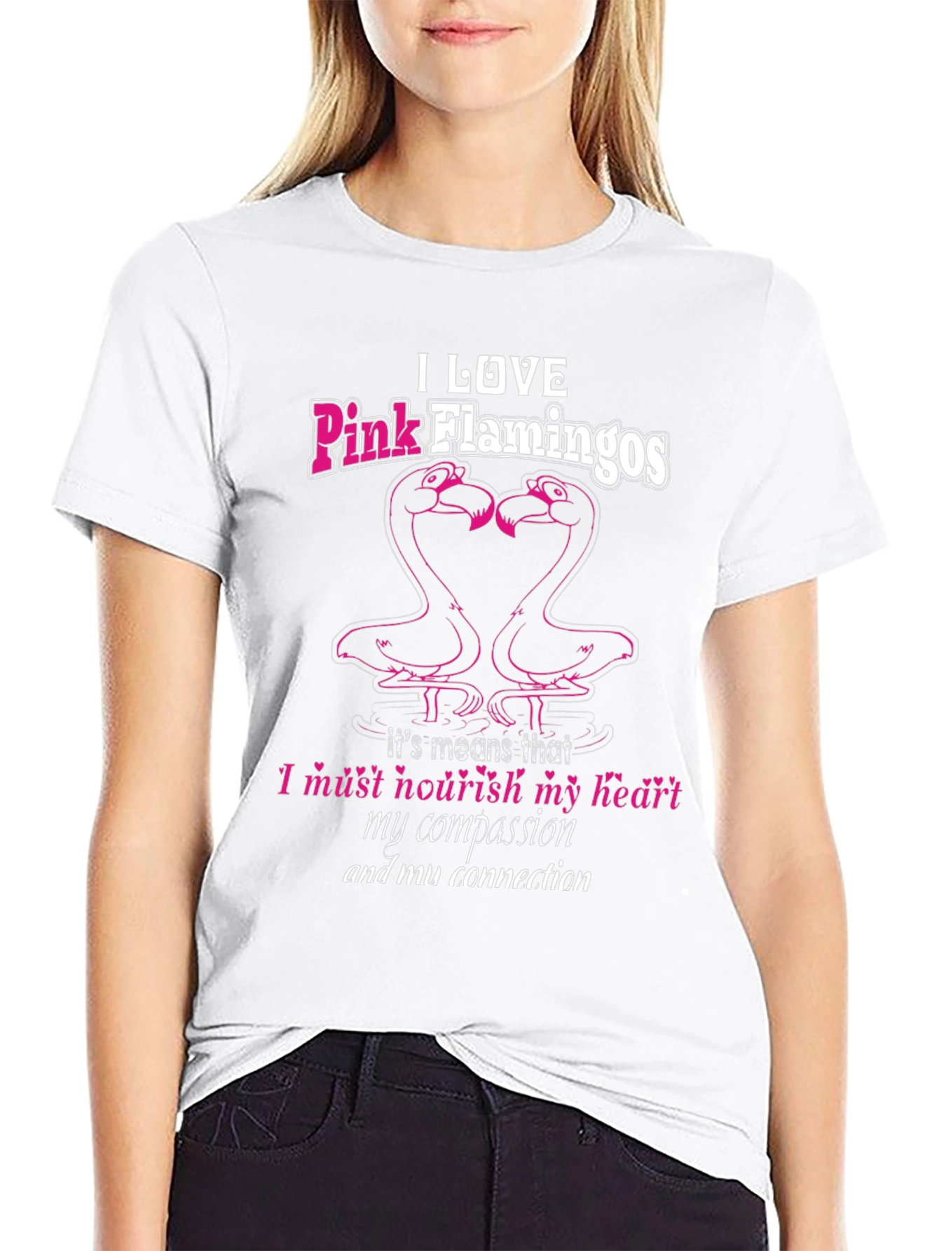 I Love Pink Flamingos Black T-Shirt