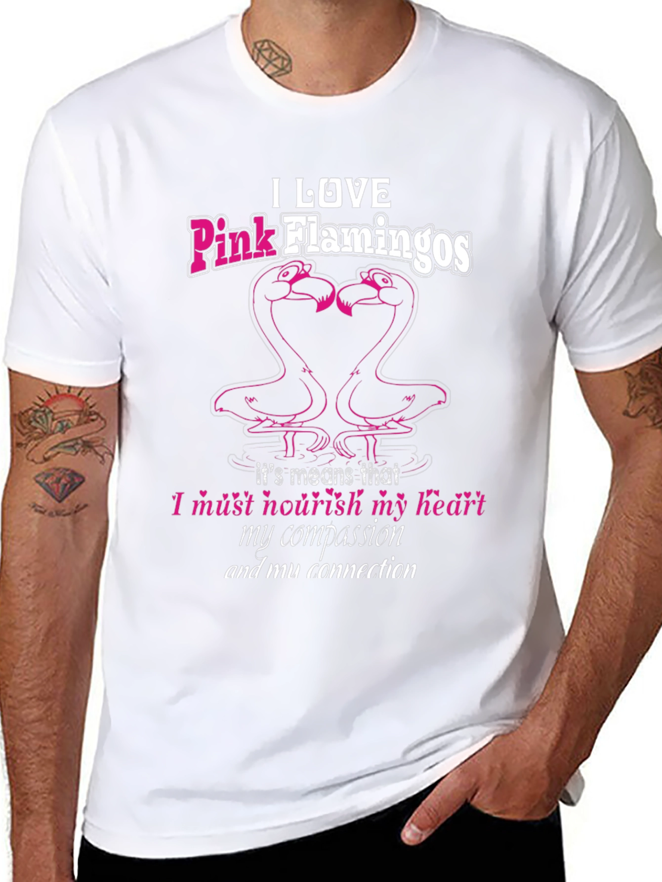 I Love Pink Flamingos Black T-Shirt