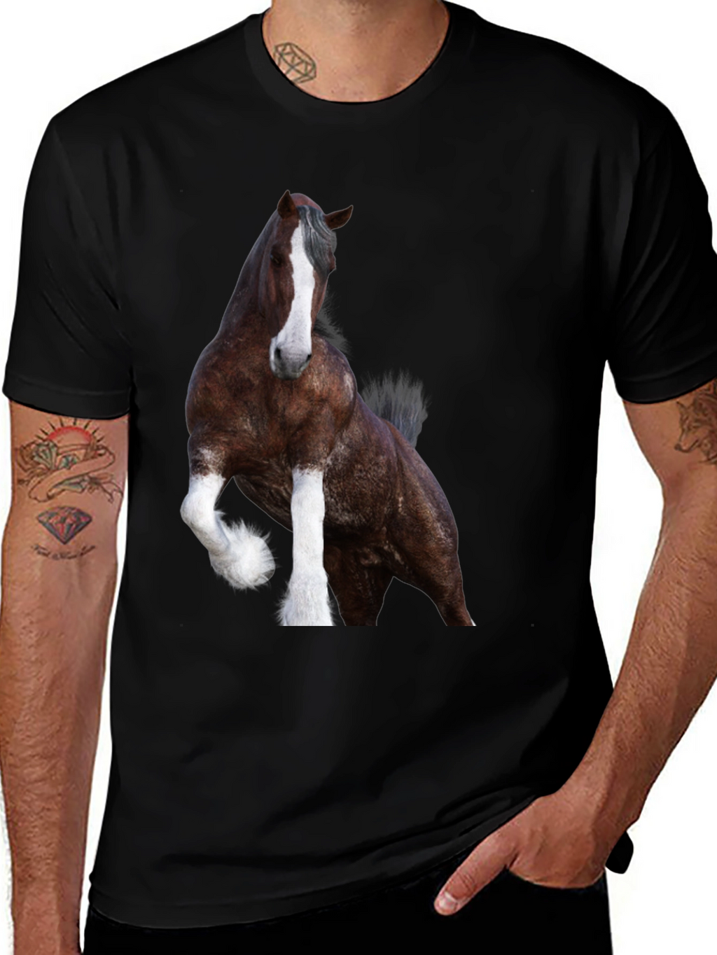 Horse Graphic Black T-Shirt | Animal Tee
