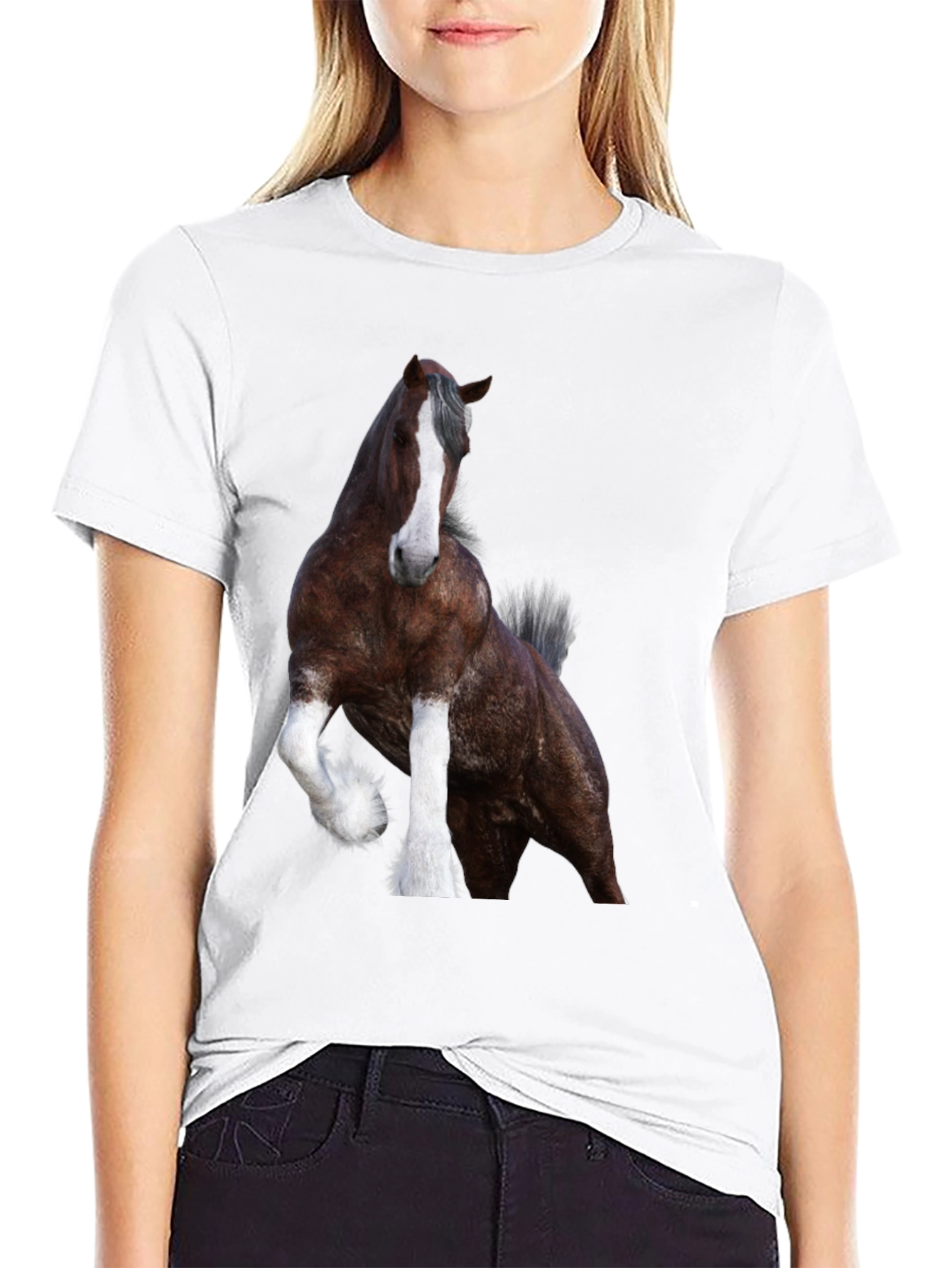Horse Graphic Black T-Shirt | Animal Tee