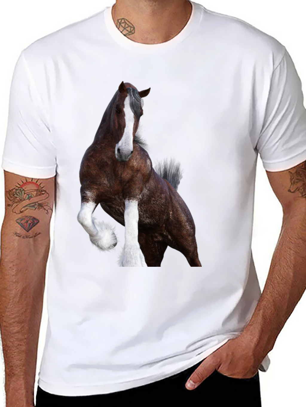 Horse Graphic Black T-Shirt | Animal Tee