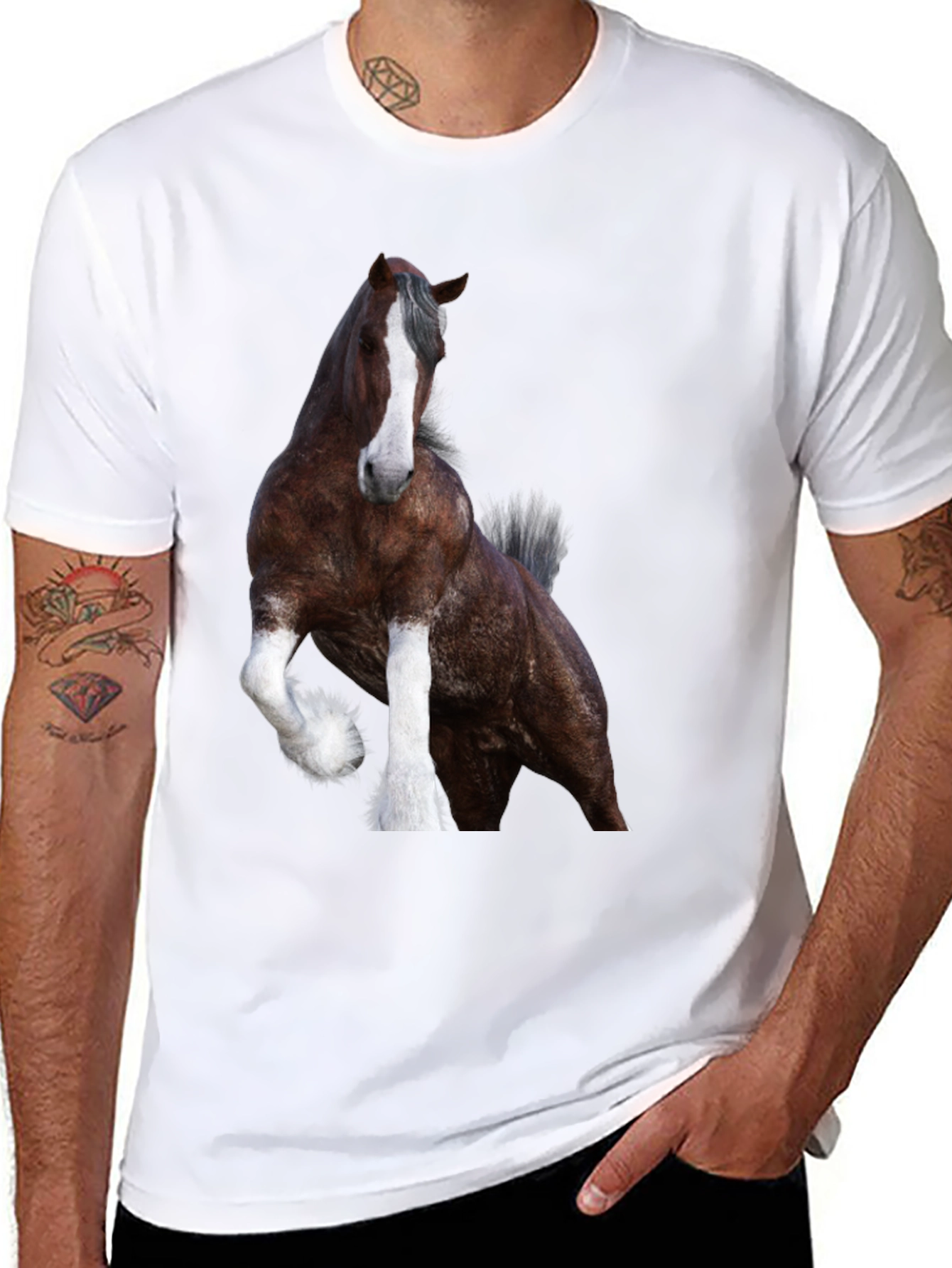 Horse Graphic Black T-Shirt | Animal Tee