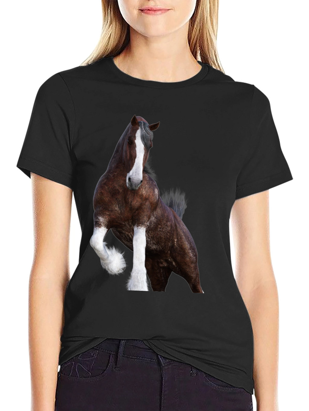 Horse Graphic Black T-Shirt | Animal Tee