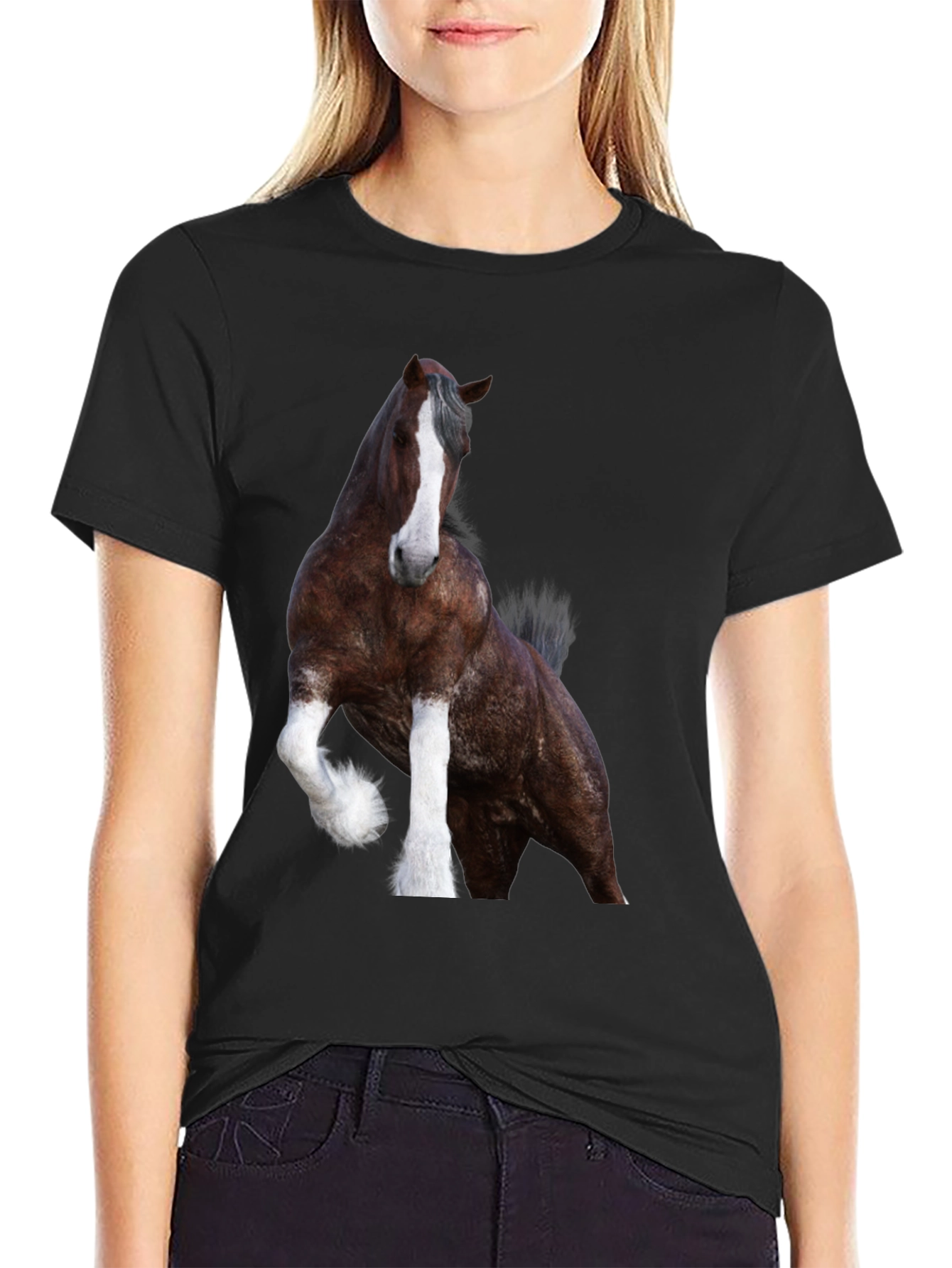 Horse Graphic Black T-Shirt | Animal Tee
