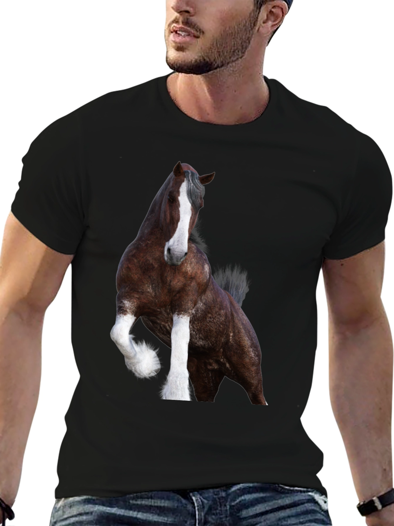 Horse Graphic Black T-Shirt | Animal Tee